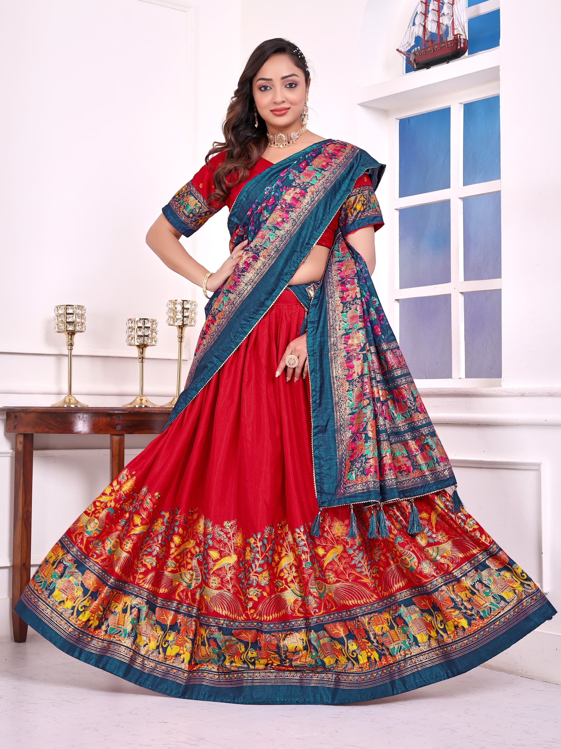 Red Dola Silk Couple Combo – New Festive Launch