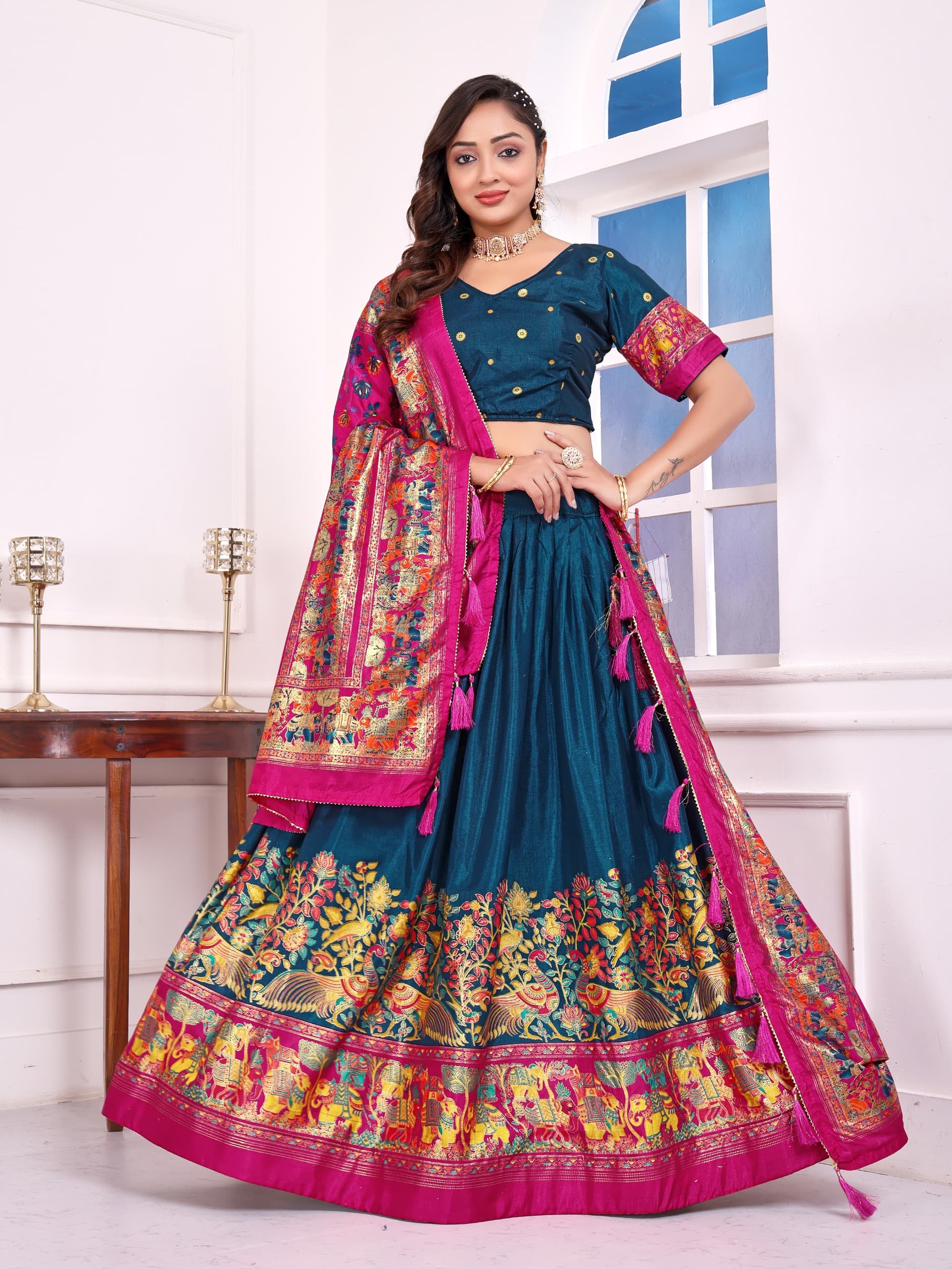 Navy Blue Dola Silk Couple Combo – New Festive Launch