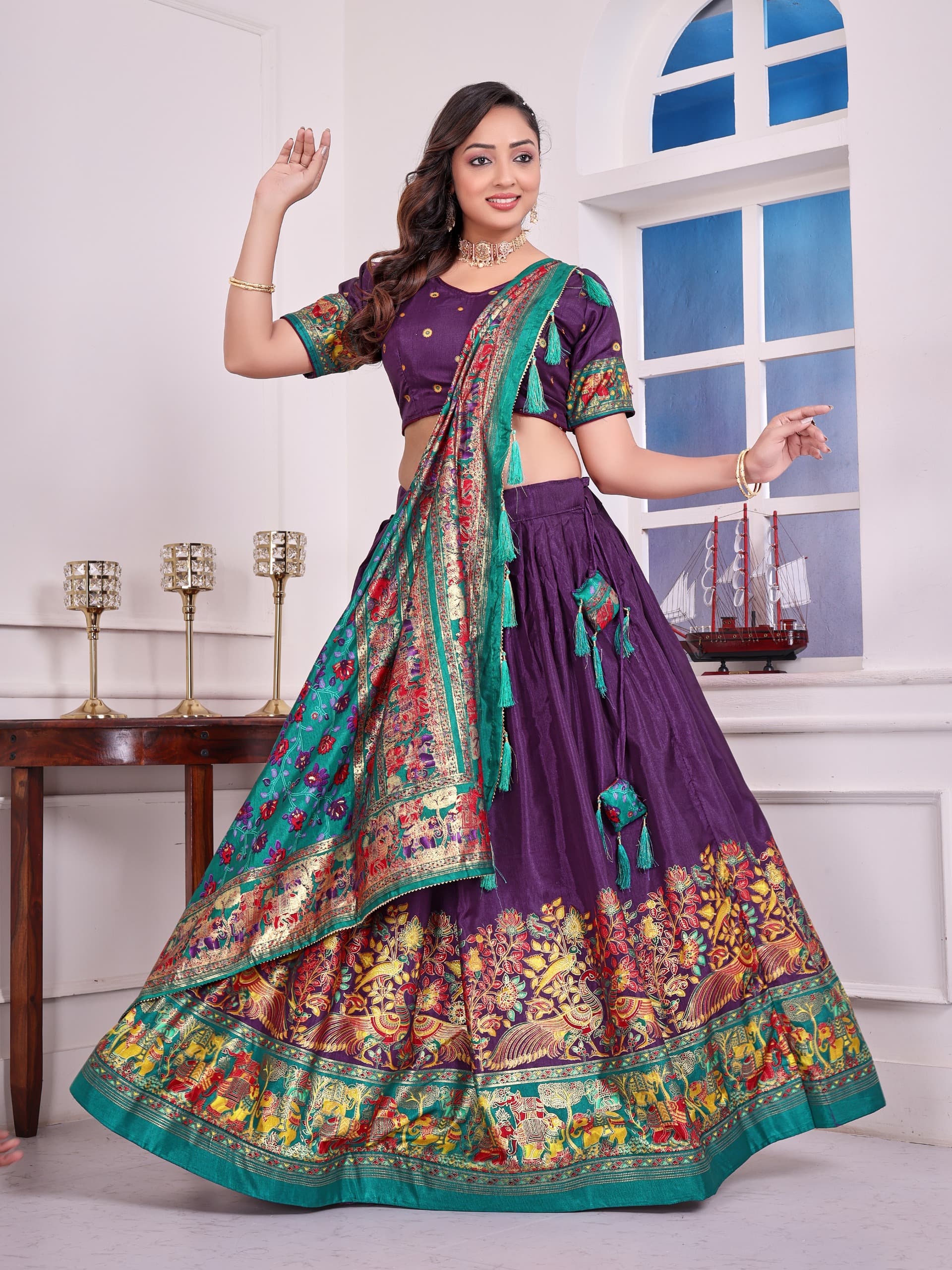 Purple Dola Silk Couple Combo – New Festive Launch