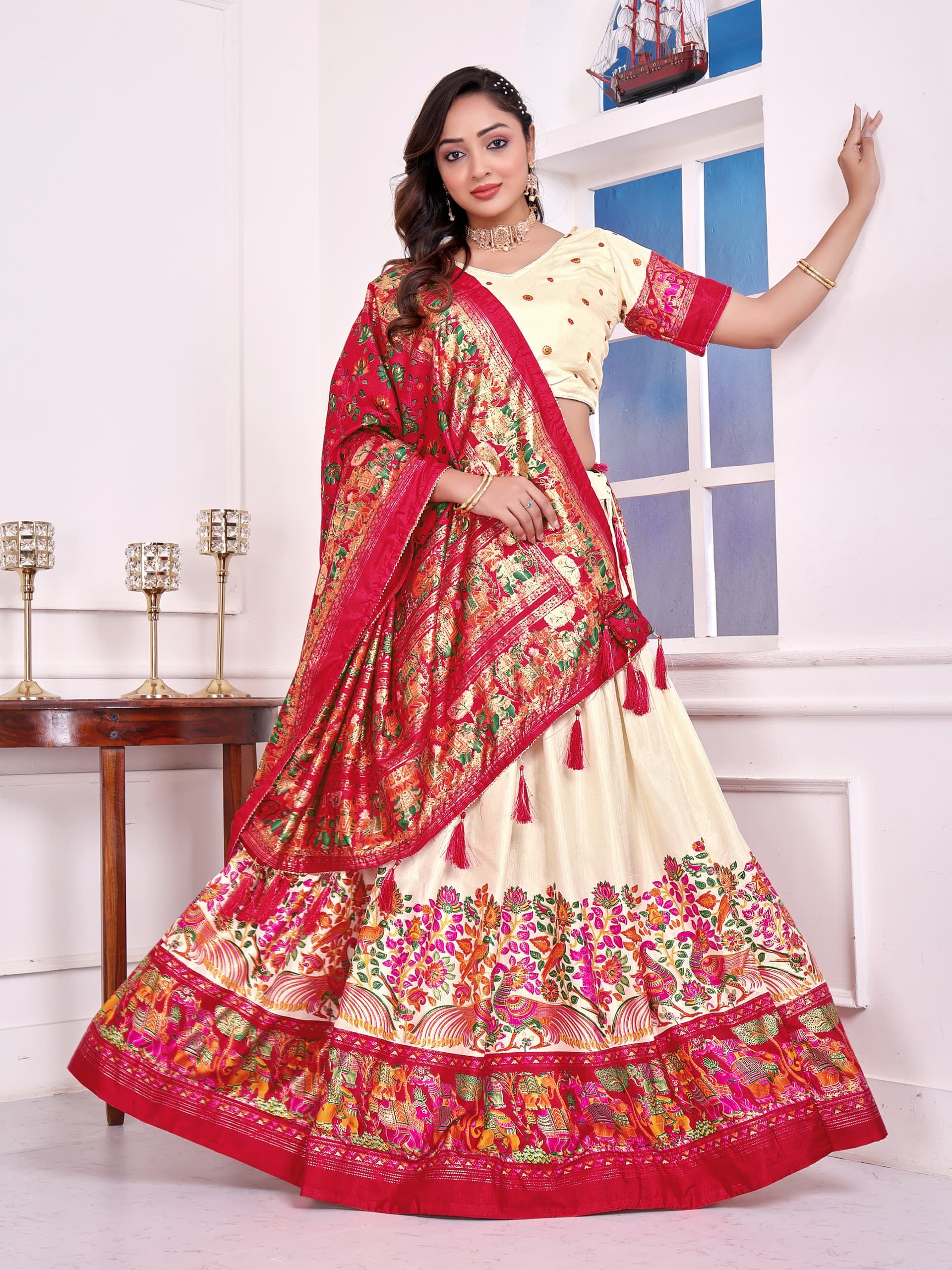 Cream Dola Silk Couple Combo – New Festive Launch