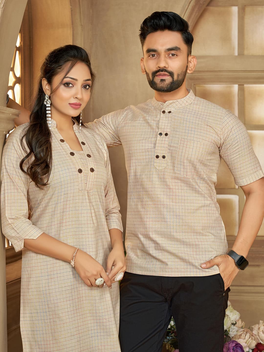 Stone Men's Short Kurta & Women's Long Tunic