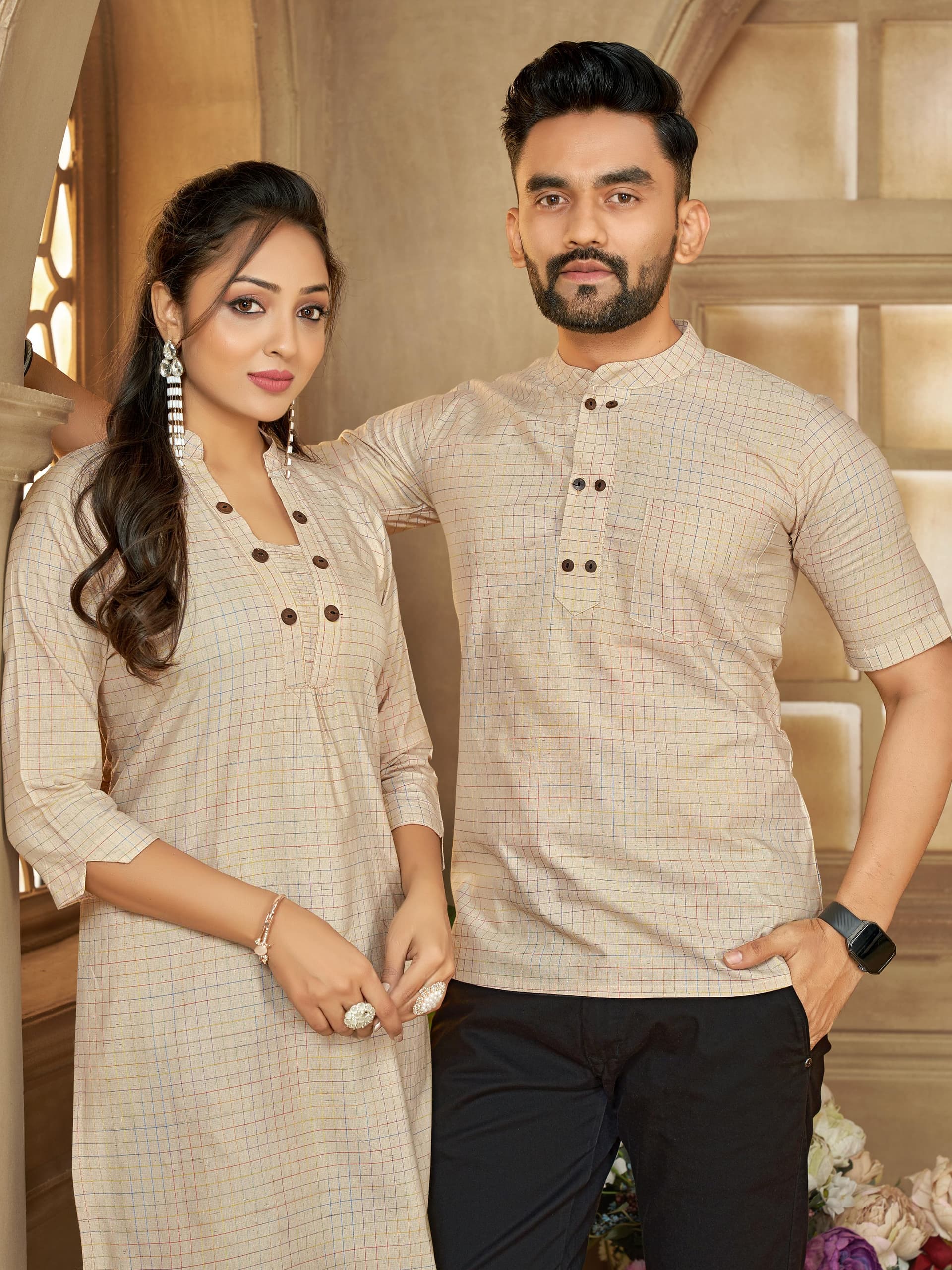 Stone Men's Short Kurta & Women's Long Tunic
