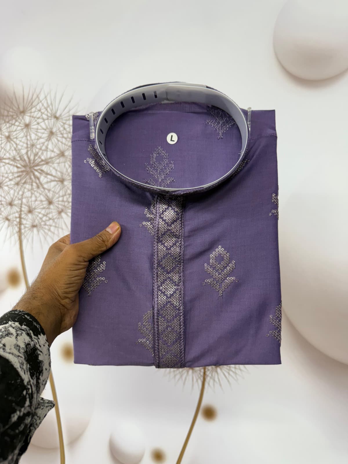 Purple Viscose Silk Kurta Pajama – Sequins Embroidery Work
