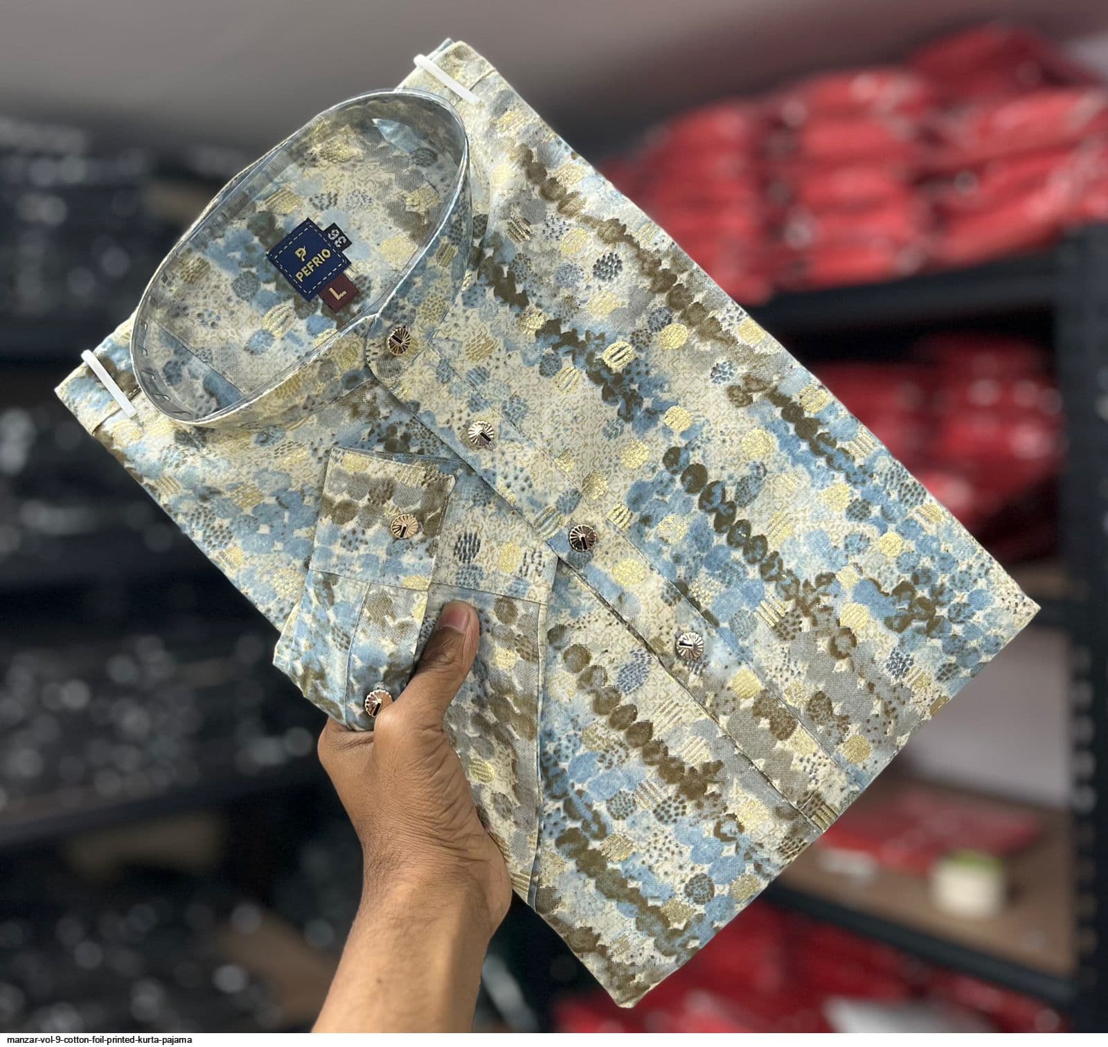 Multicolour Foil Print Cotton Long Kurta with Pajama Option