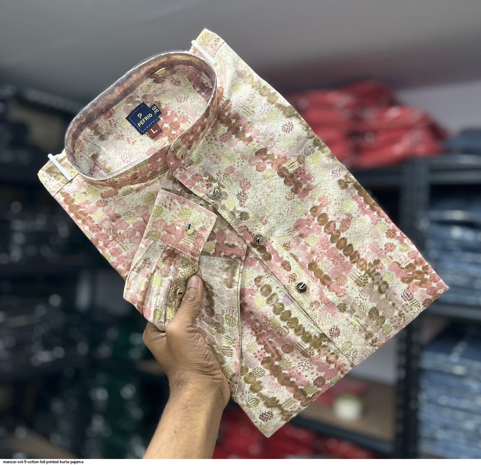 Multicolour Foil Print Cotton Long Kurta with Pajama Option