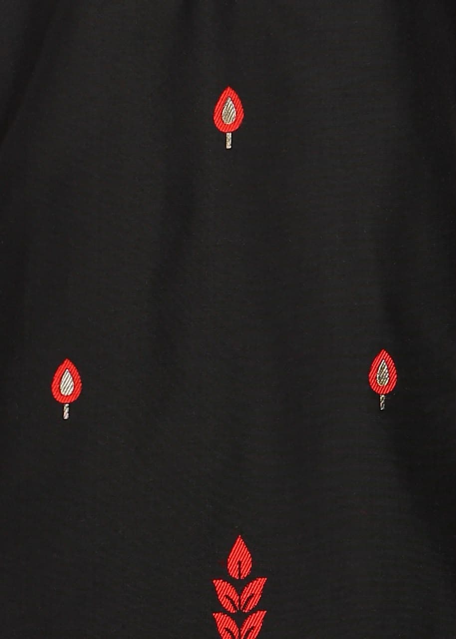 Black Fountain Daman Weaving Cotton Silk Kurta Set