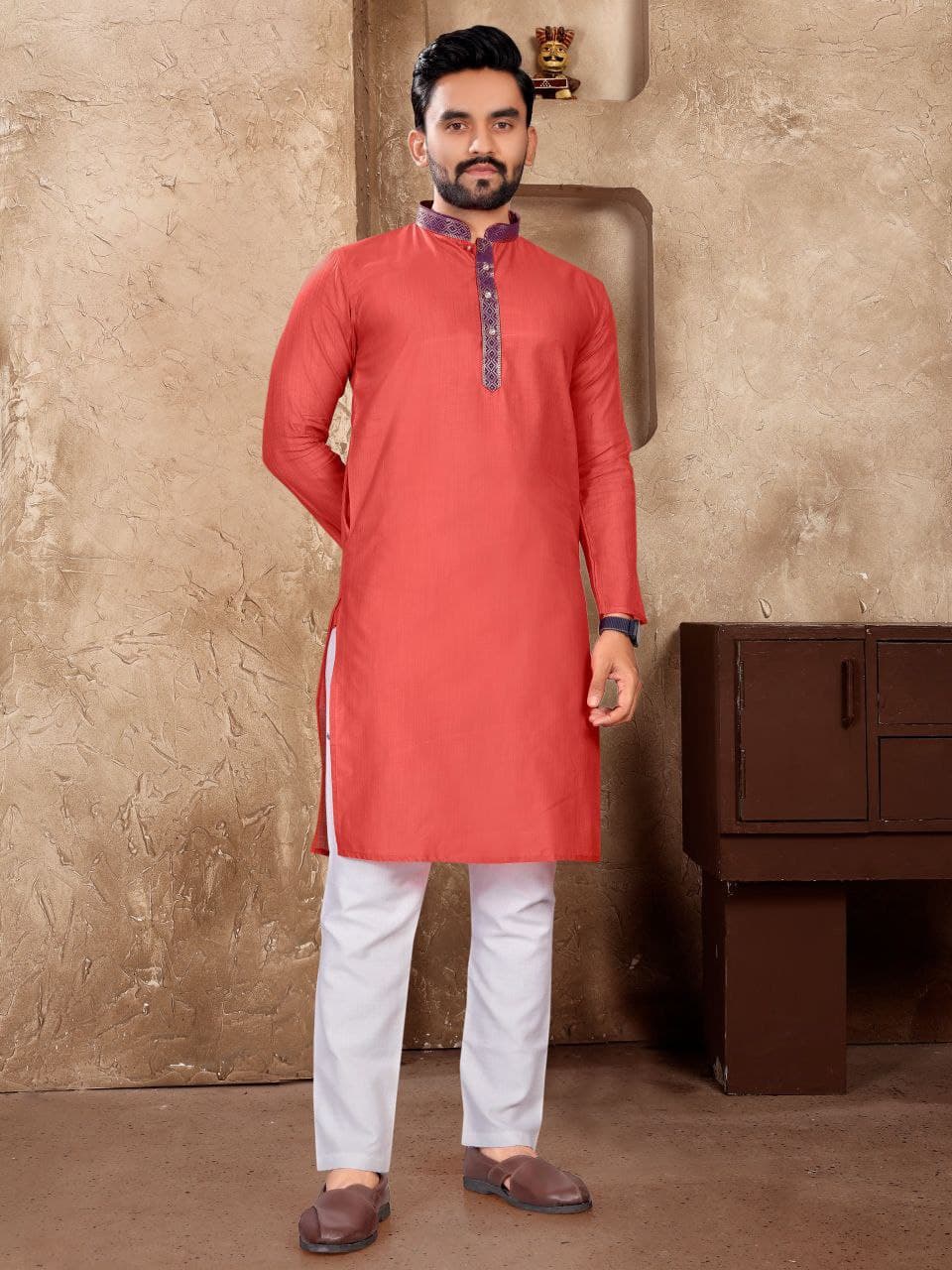 Silk Woven Kurta Pajama For Men