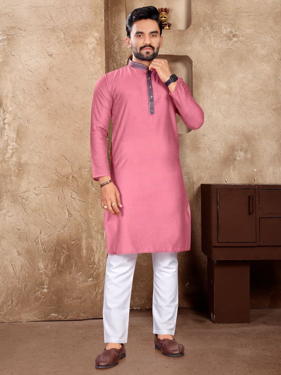 Silk Woven Kurta Pajama For Men