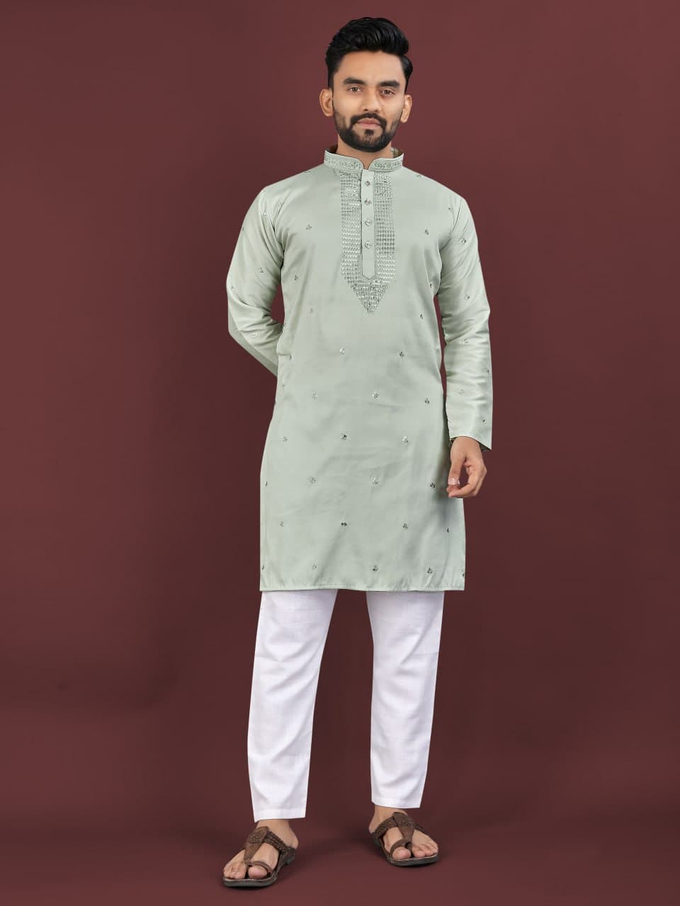 Pista Traditional Men's Kurta Pajama Set