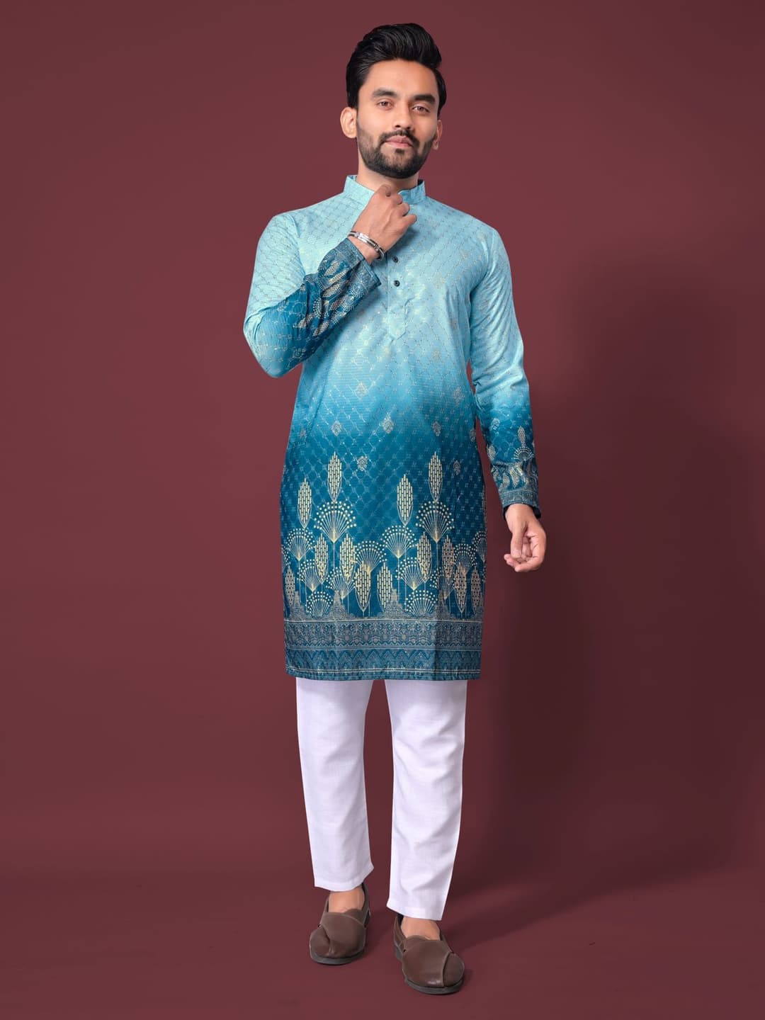 Moonstone Blue Kurta Pajama Set