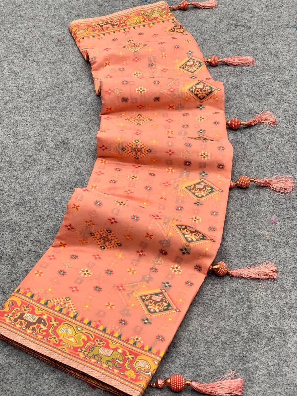 Hit Pink Pashmina Soft Cotton Saree with Weaving Work