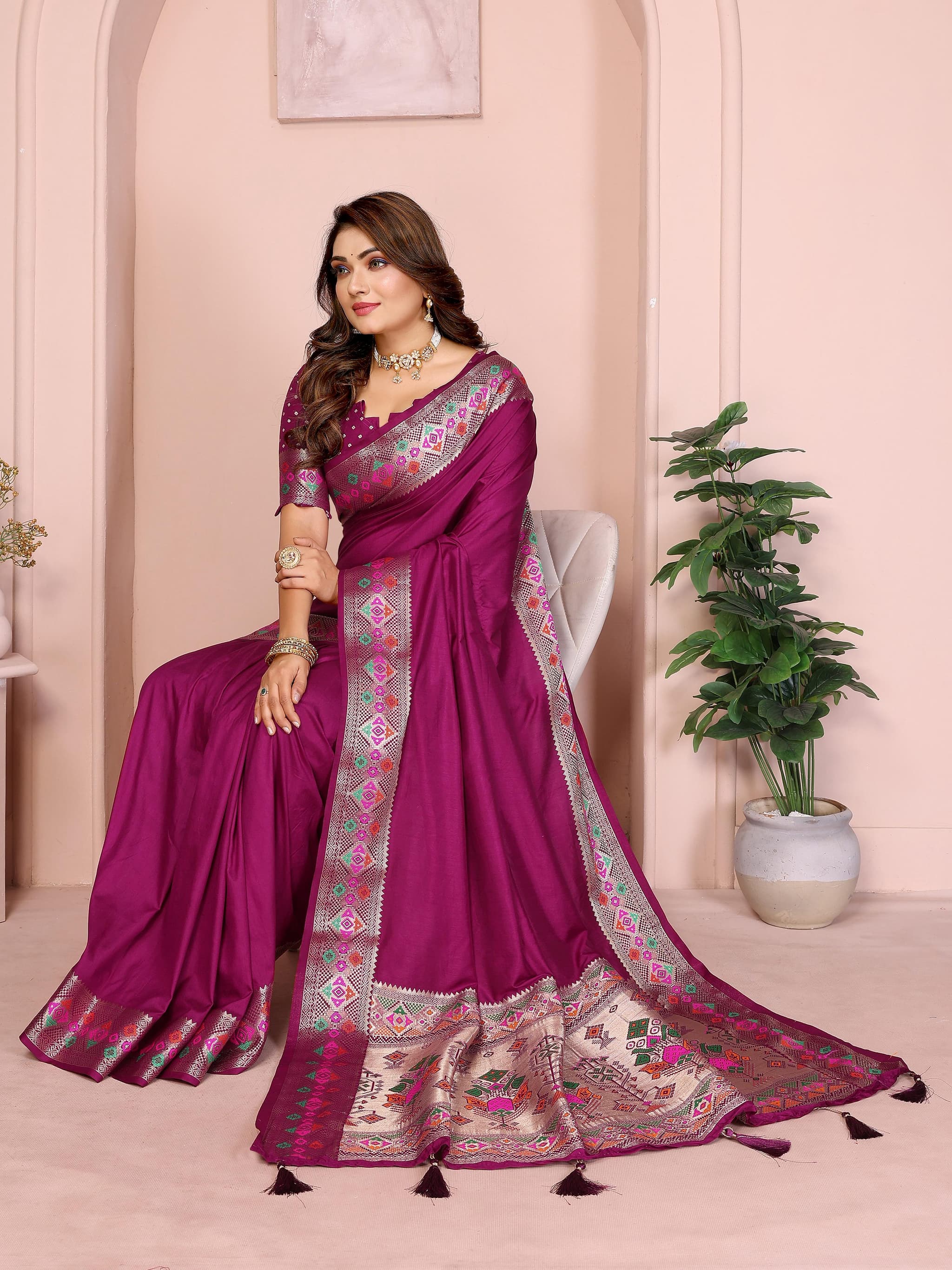 Purple Paithani Silk Saree