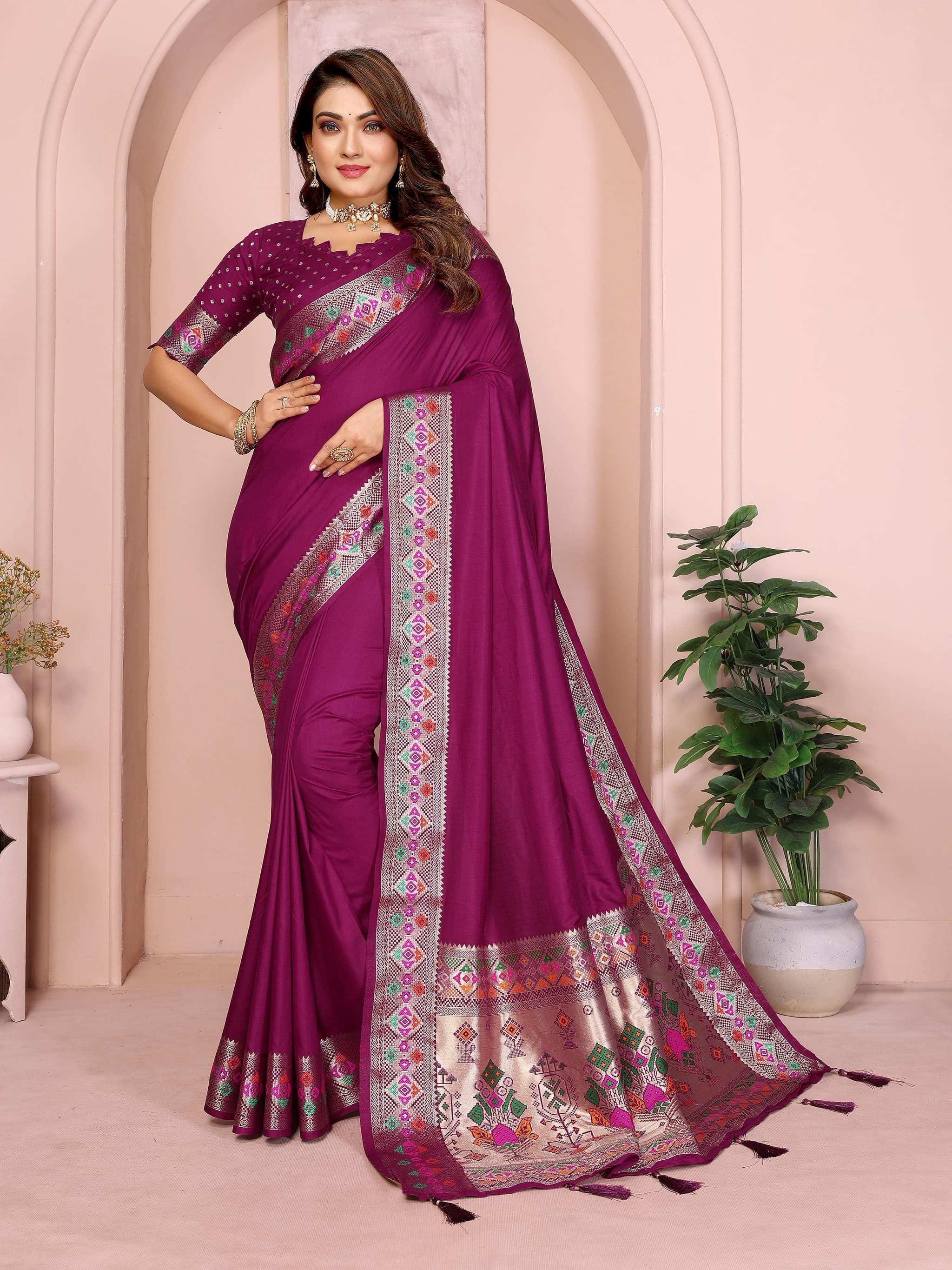 Purple Paithani Silk Saree