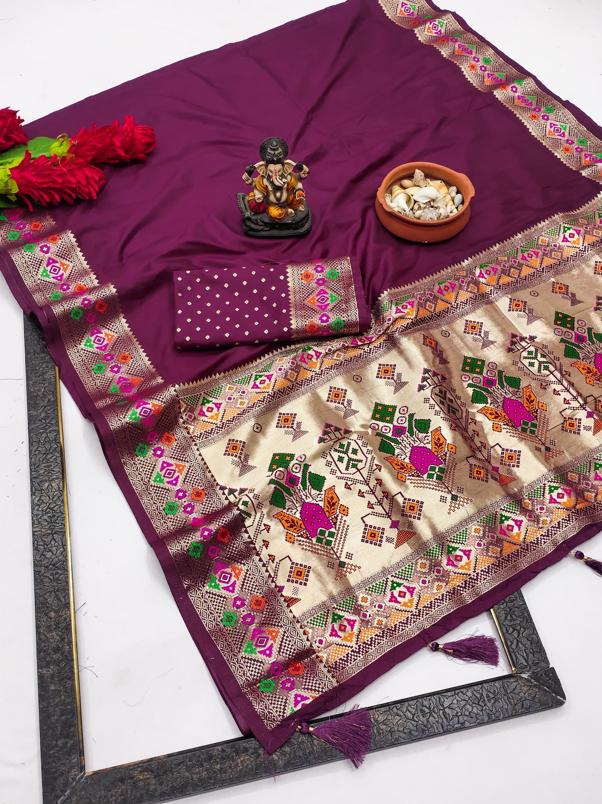 Purple Paithani Silk Saree