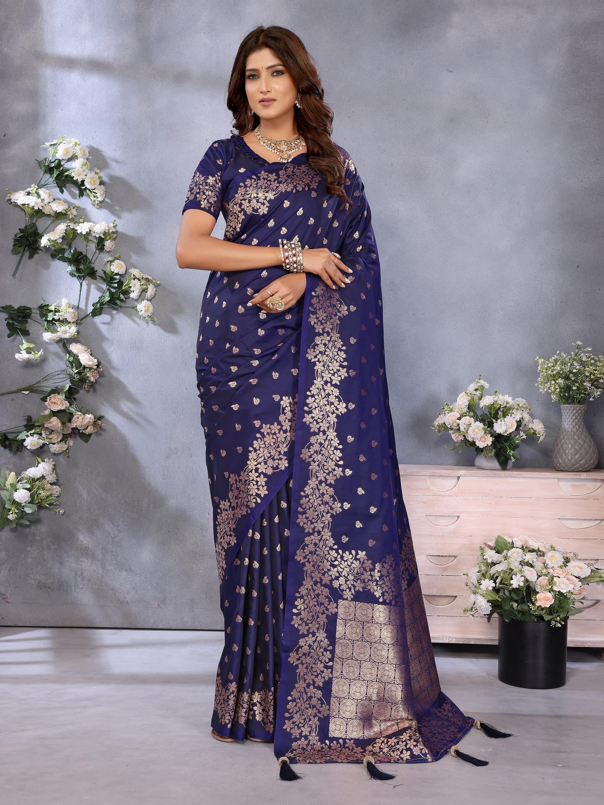 Blue Premium Banarasi Silk Saree with Gala Weaving & Exclusive Summer Collection