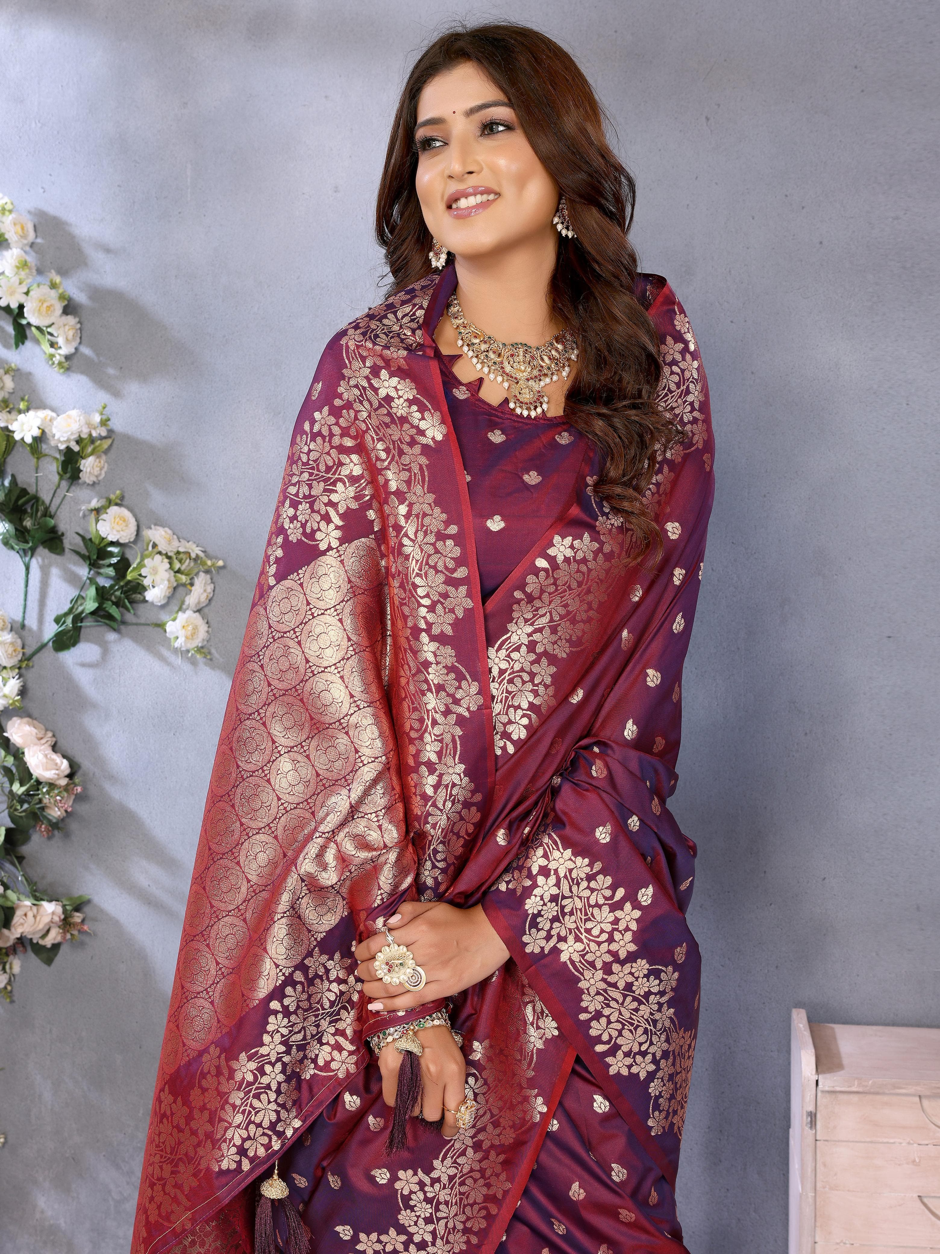 Brick Red Premium Banarasi Silk Saree with Gala Weaving & Exclusive Summer Collection