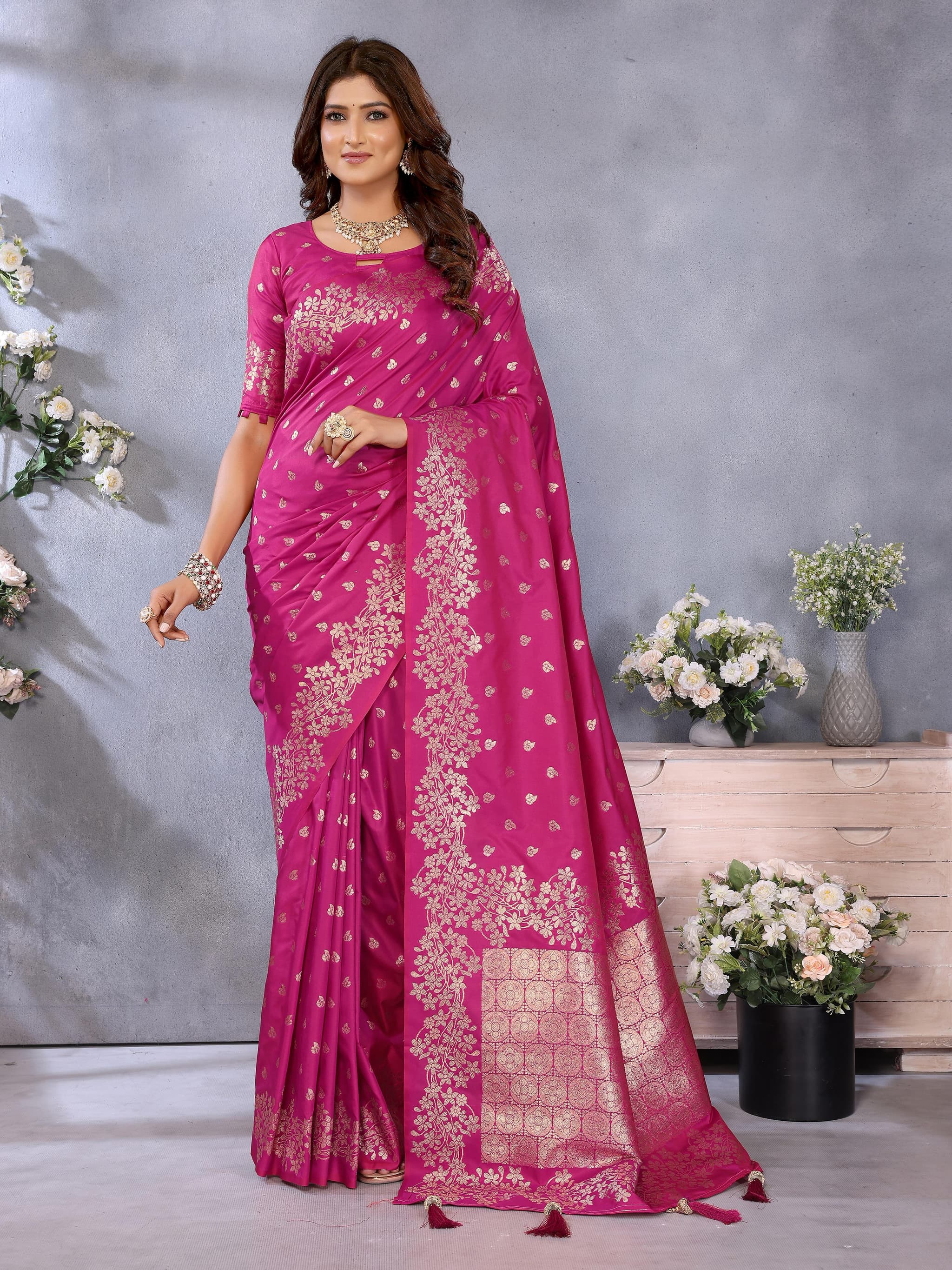 Pink Premium Banarasi Silk Saree with Gala Weaving & Exclusive Summer Collection
