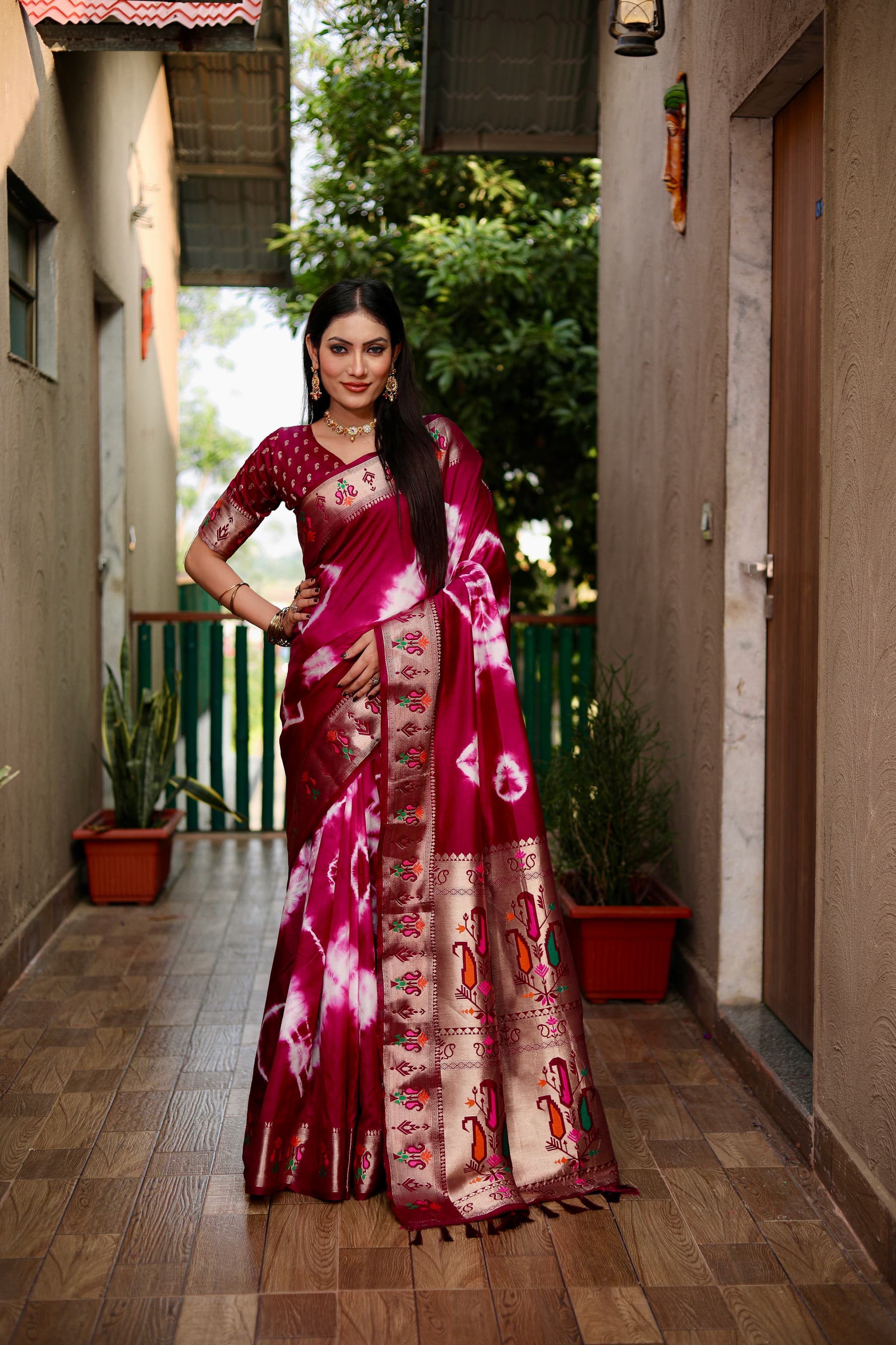 Purple Kashmiri Jari Paithani Weaving Saree