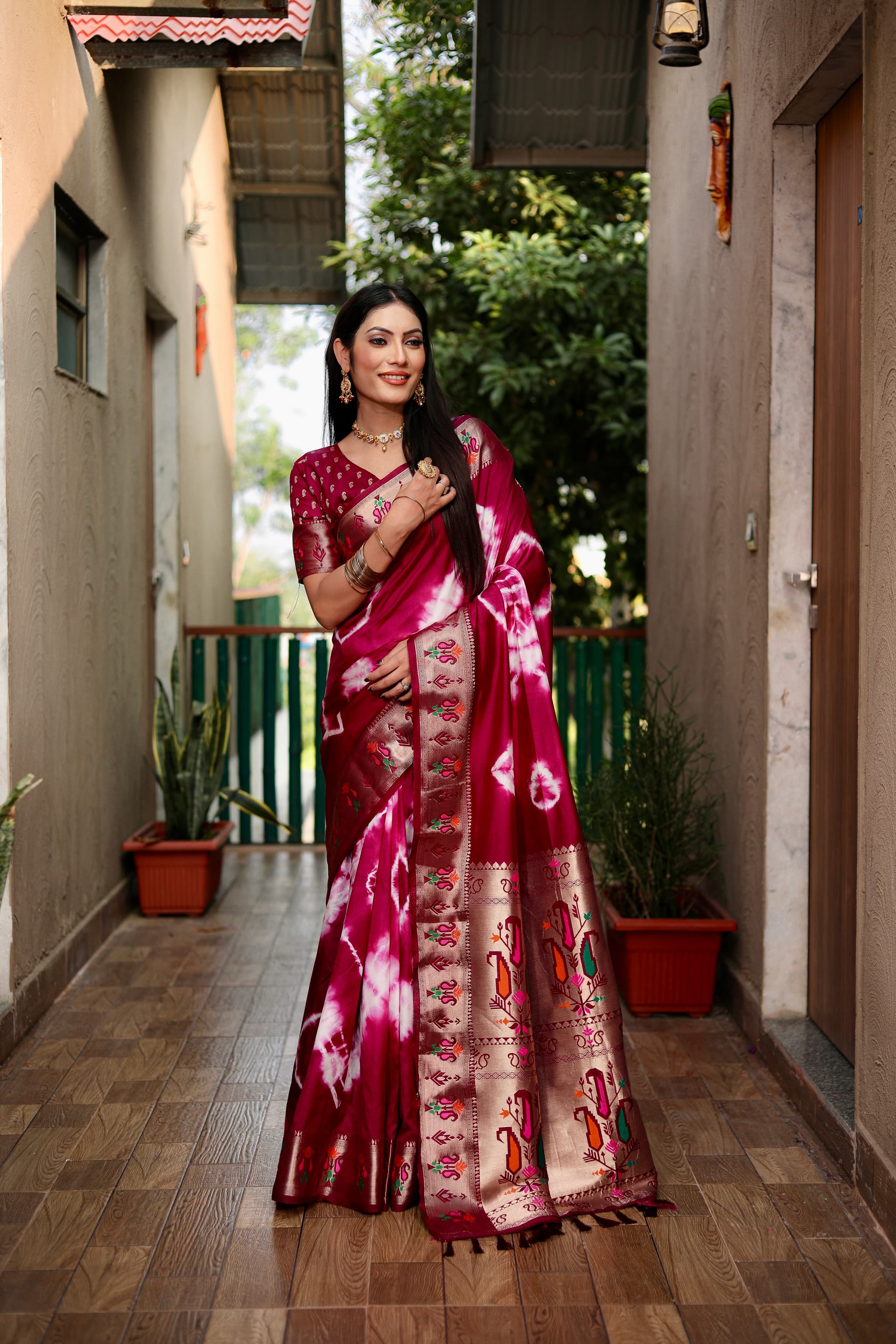 Purple Kashmiri Jari Paithani Weaving Saree