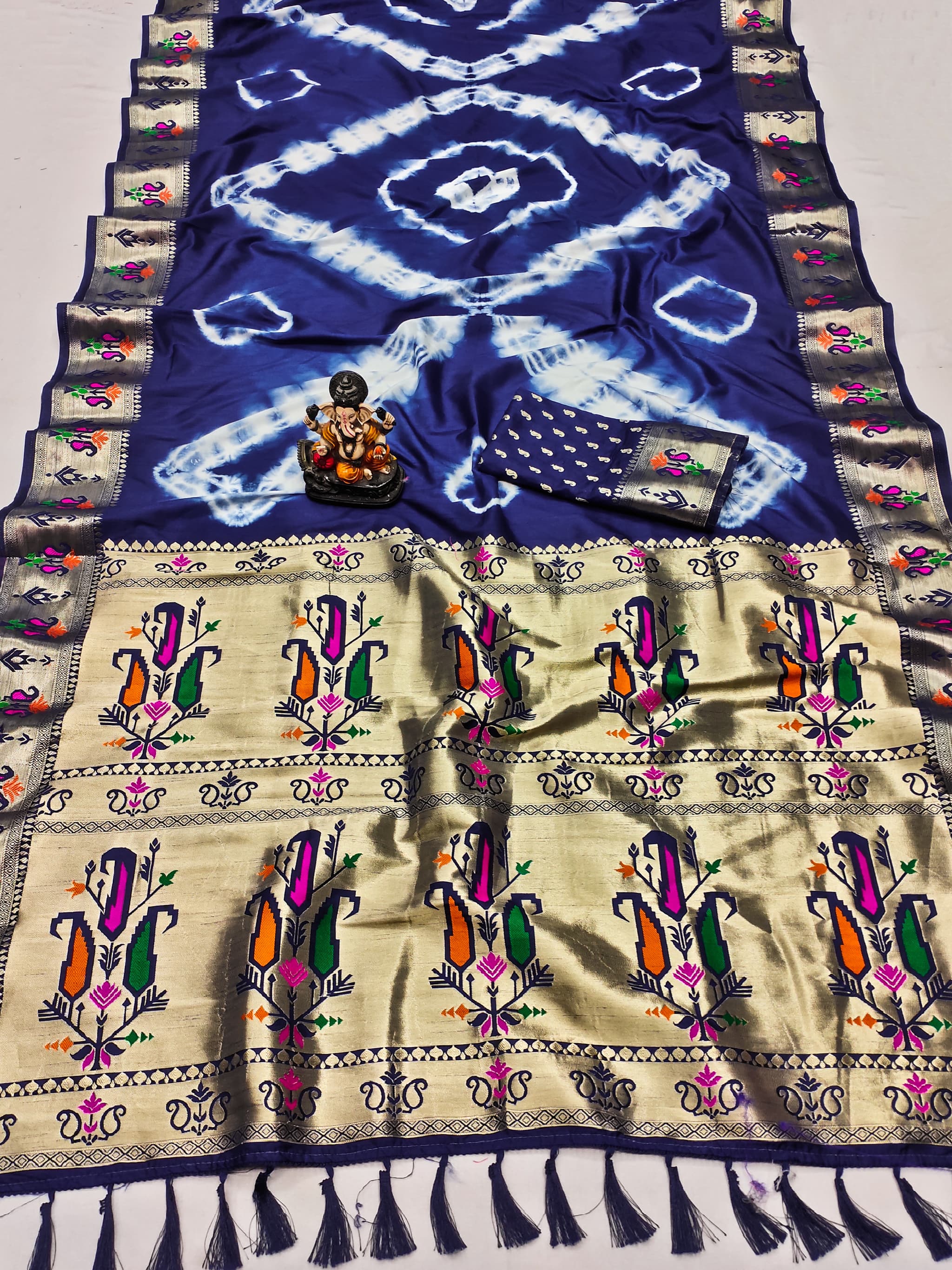 Blue Kashmiri Jari Paithani Weaving Saree