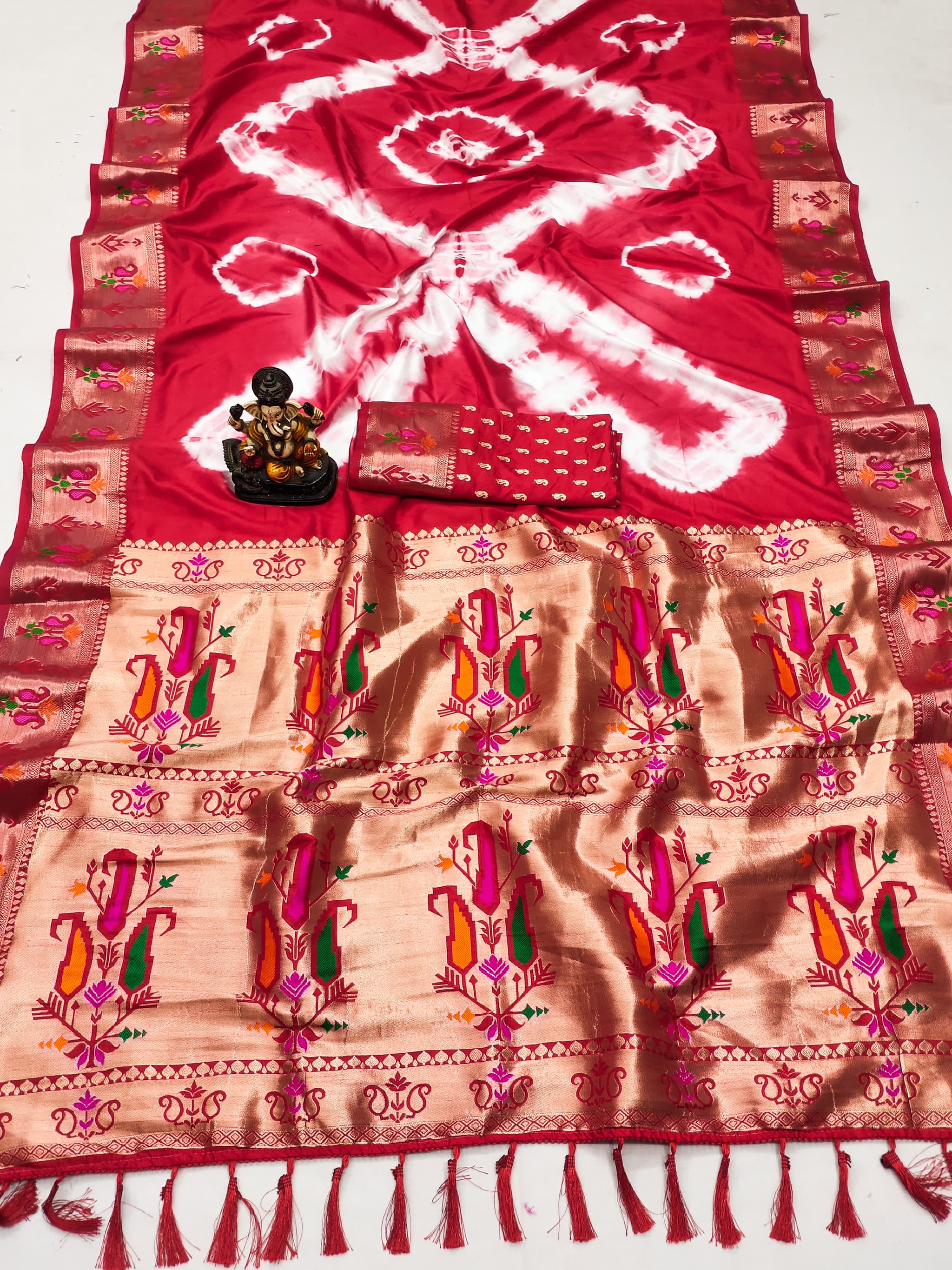 Red Kashmiri Jari Paithani Weaving Saree