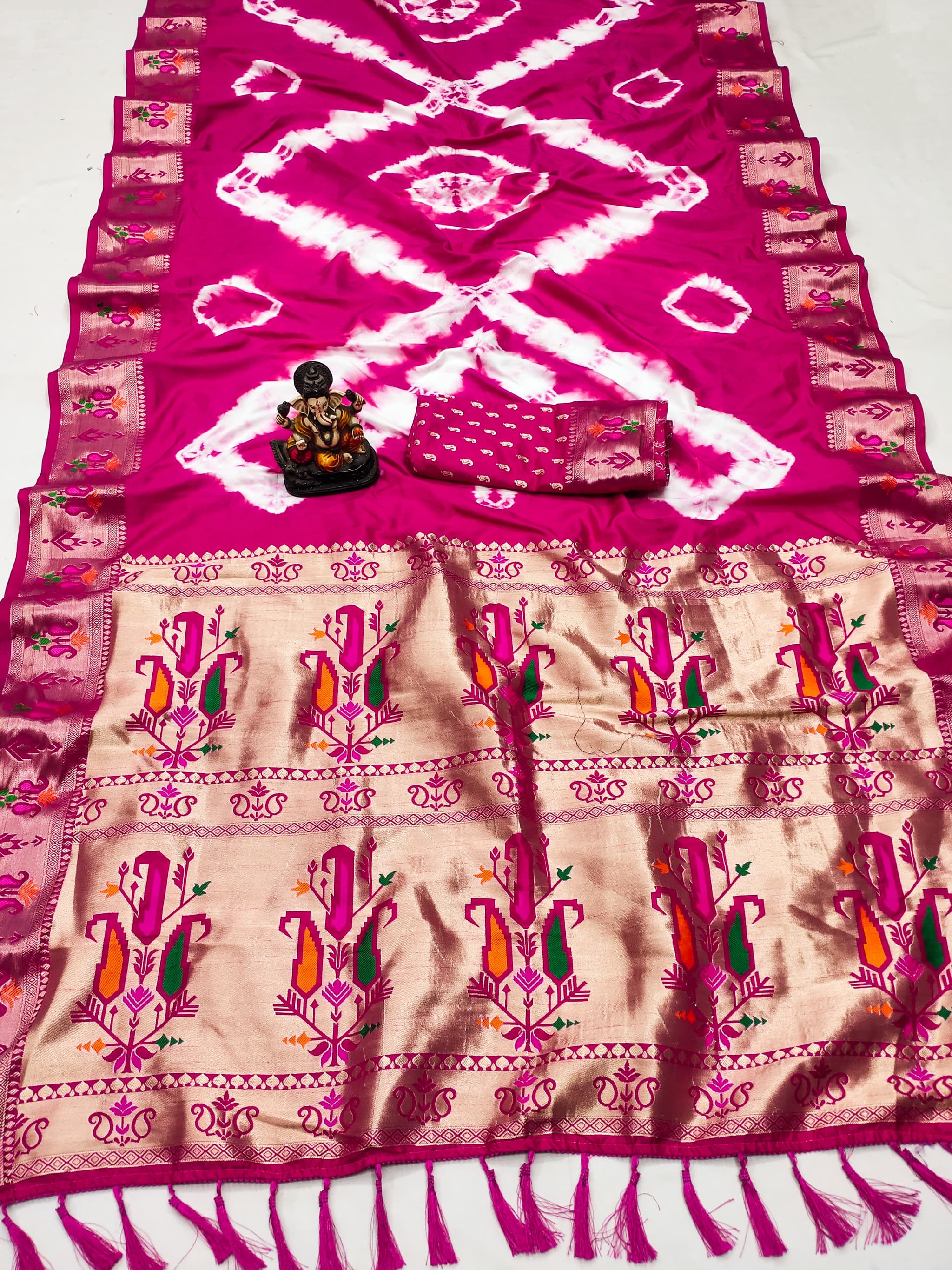 Rose Pink Kashmiri Jari Paithani Weaving Saree