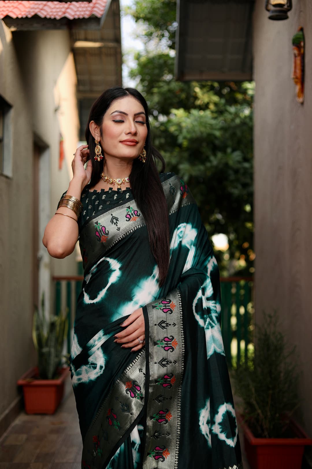 Green Kashmiri Jari Paithani Weaving Saree