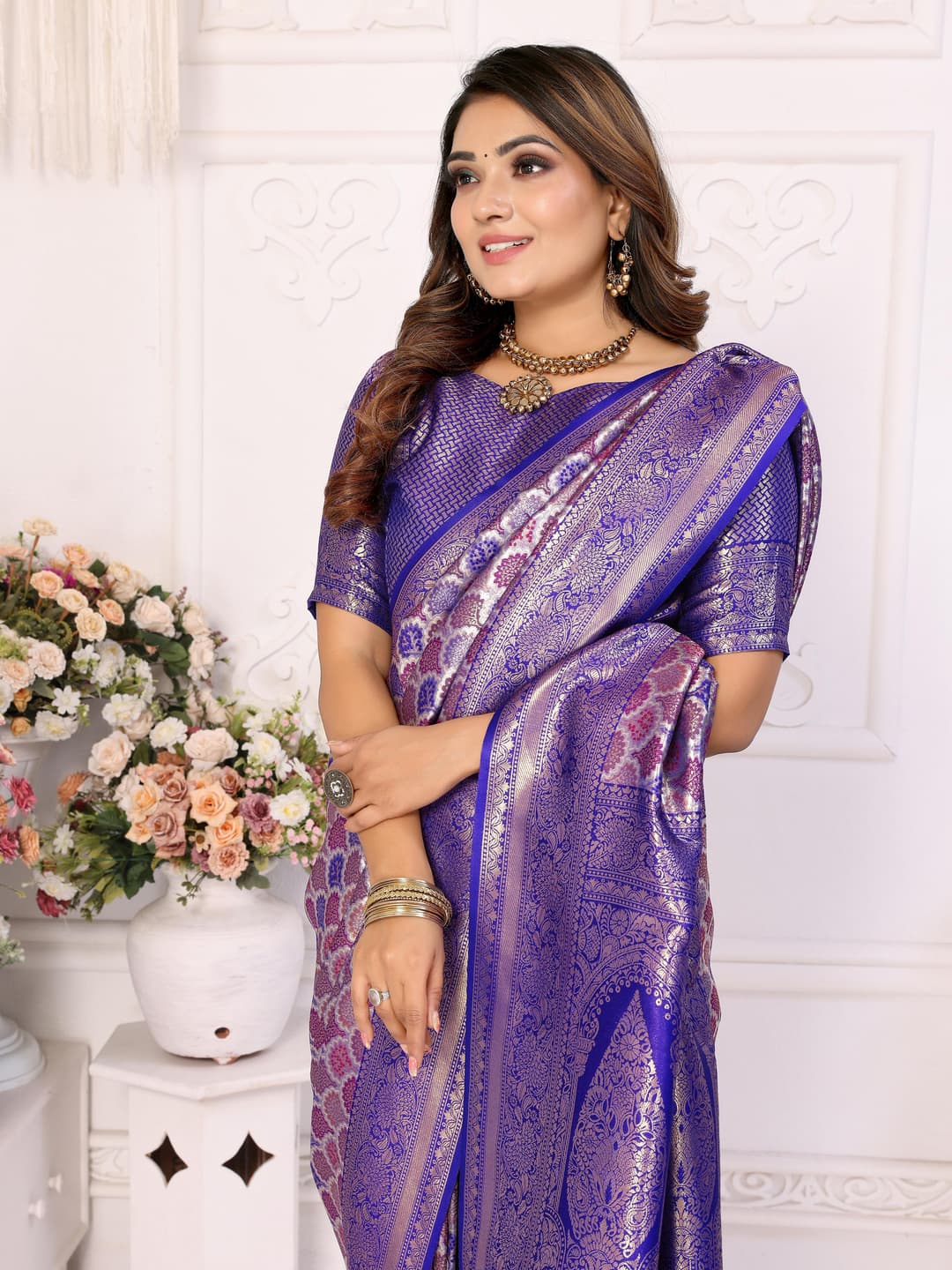 Blue Banarasi Chaturi Silk Saree