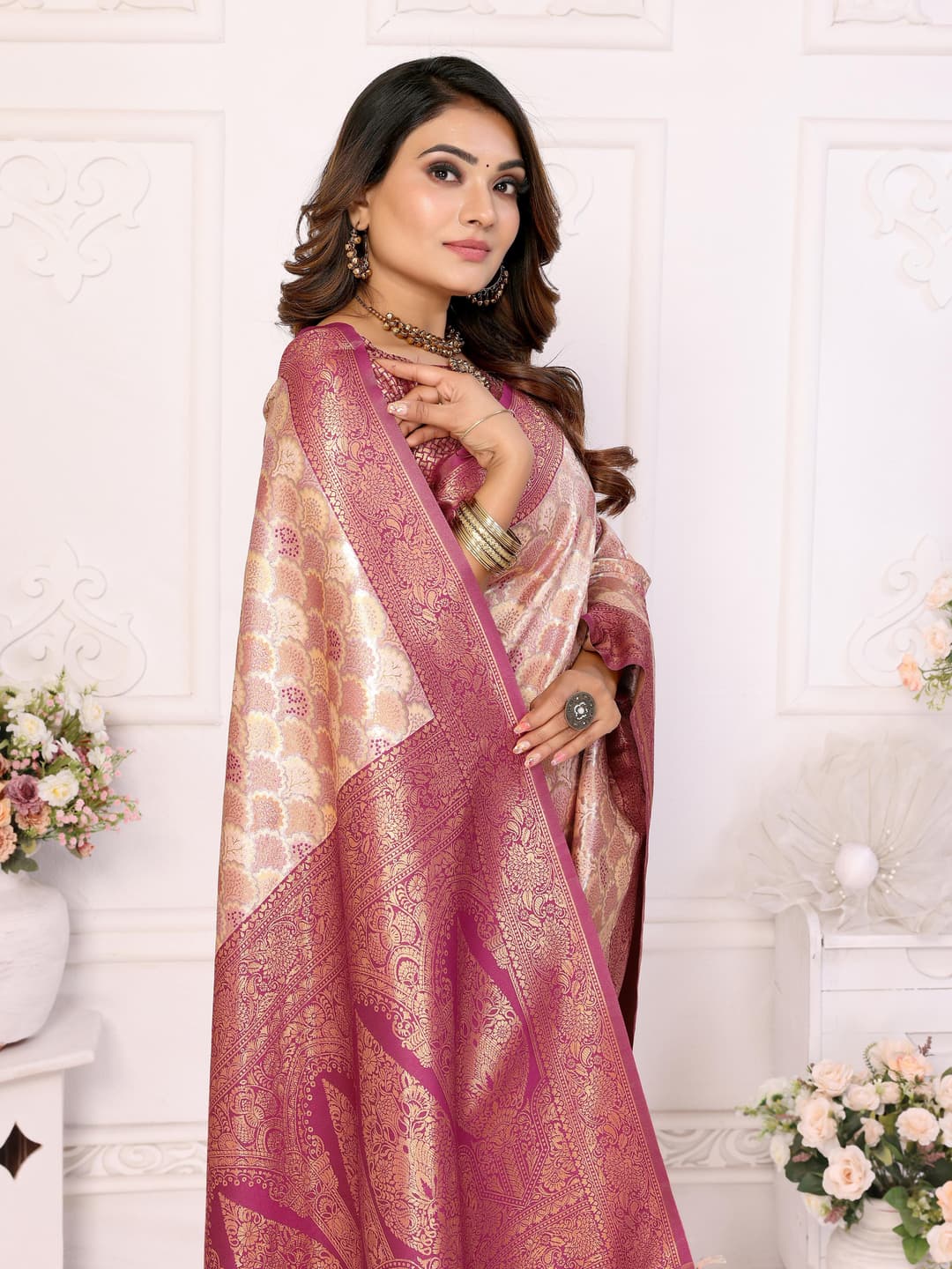 Maroon Banarasi Chaturi Silk Saree