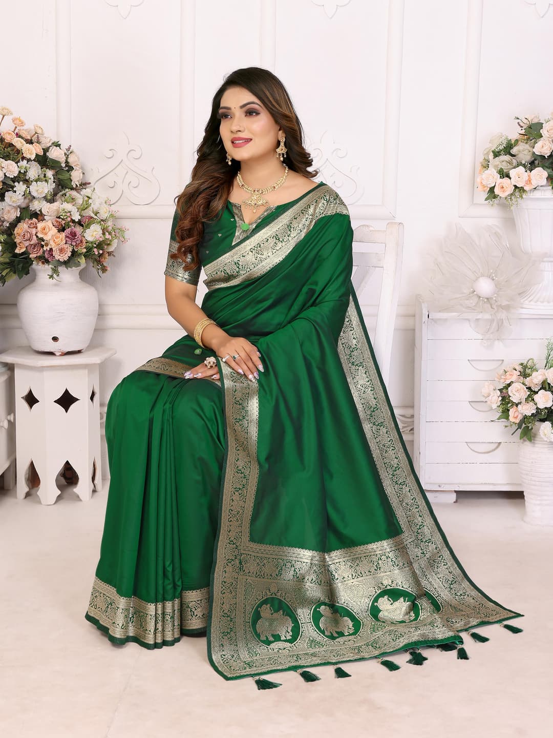 Green Summer Special Pure Banarasi Silk Saree
