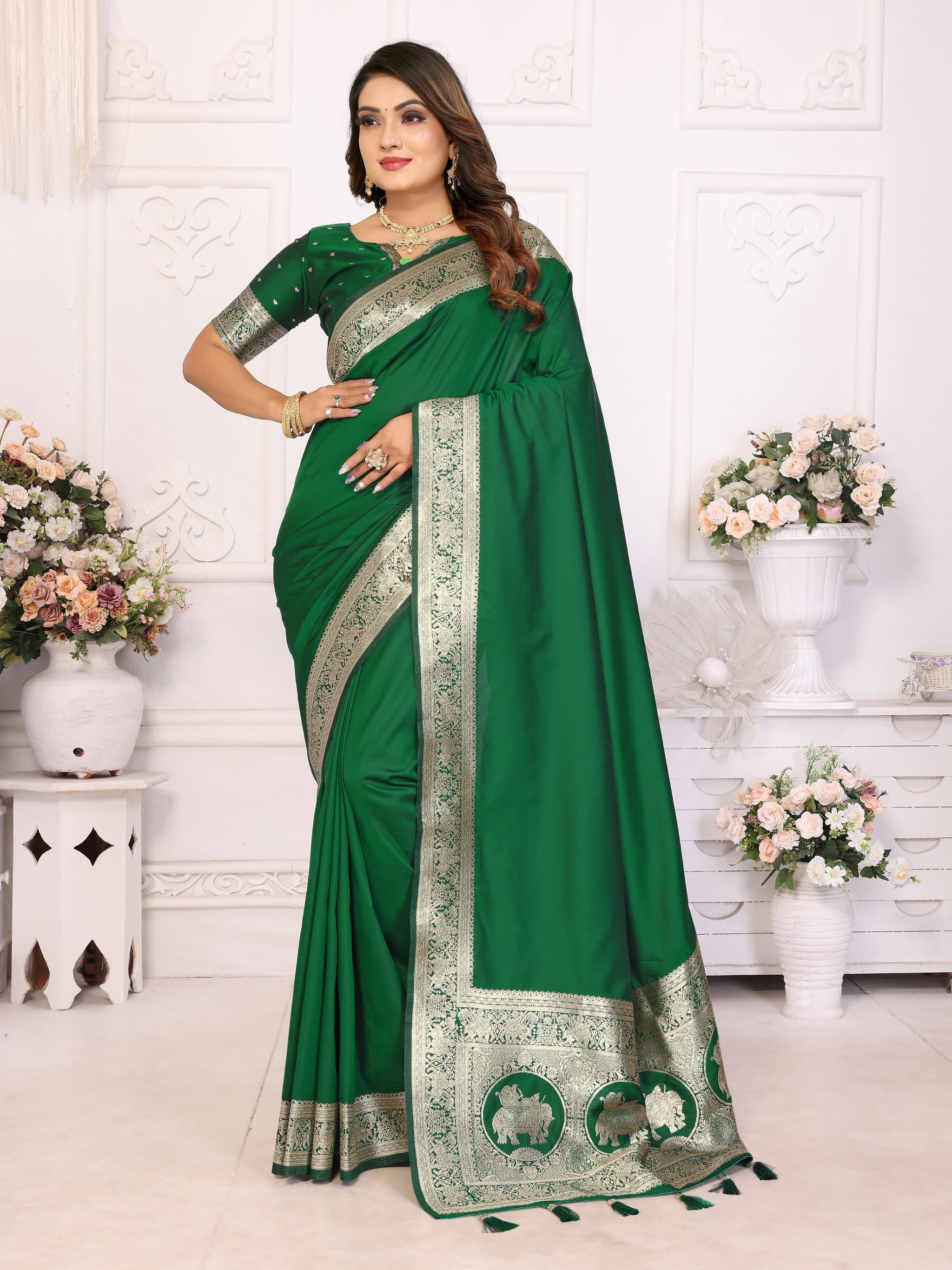 Green Summer Special Pure Banarasi Silk Saree