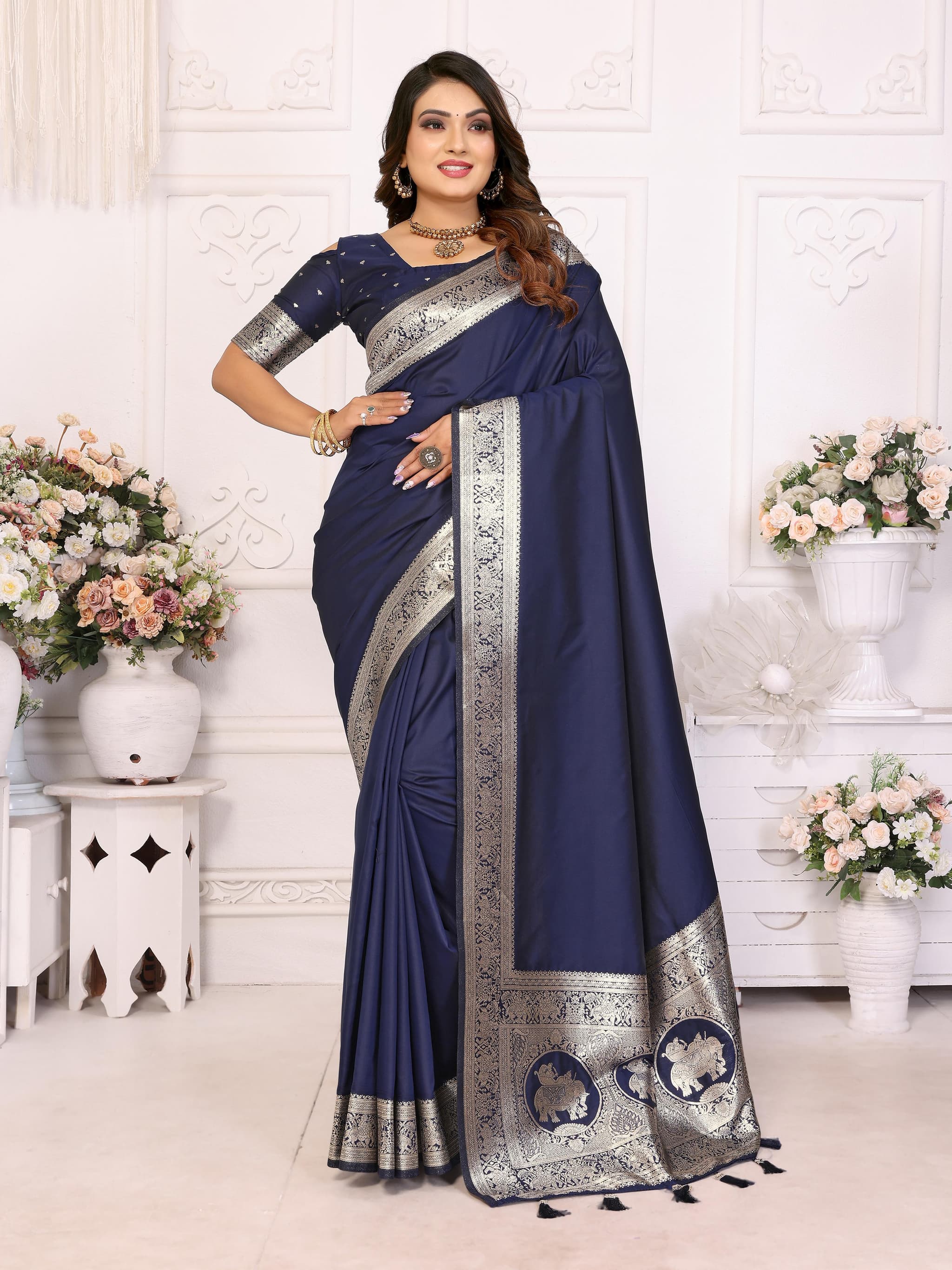Blue Summer Special Pure Banarasi Silk Saree