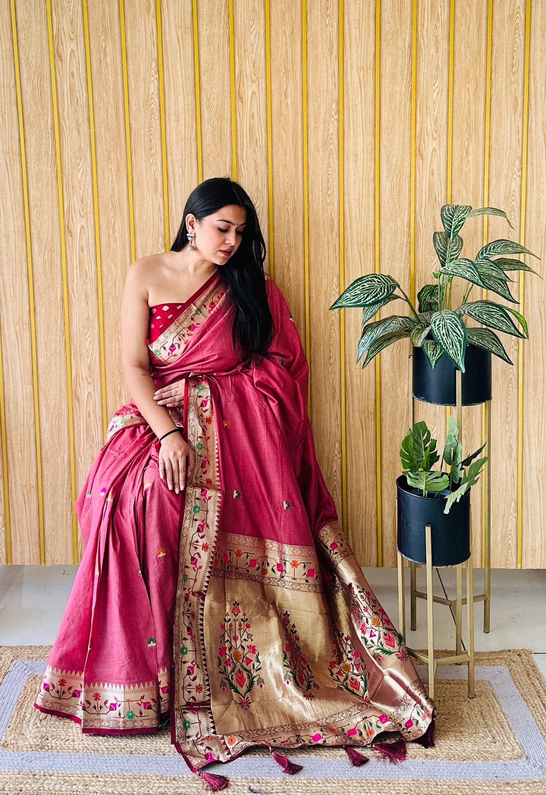 Maroon Paithani Soft Silk Saree