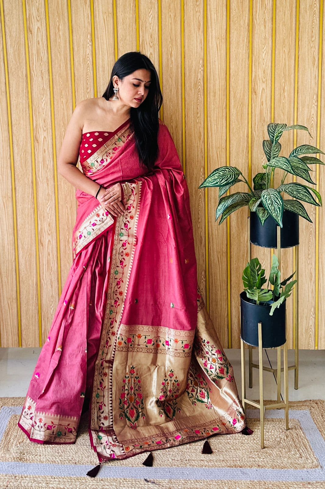 Maroon Paithani Soft Silk Saree