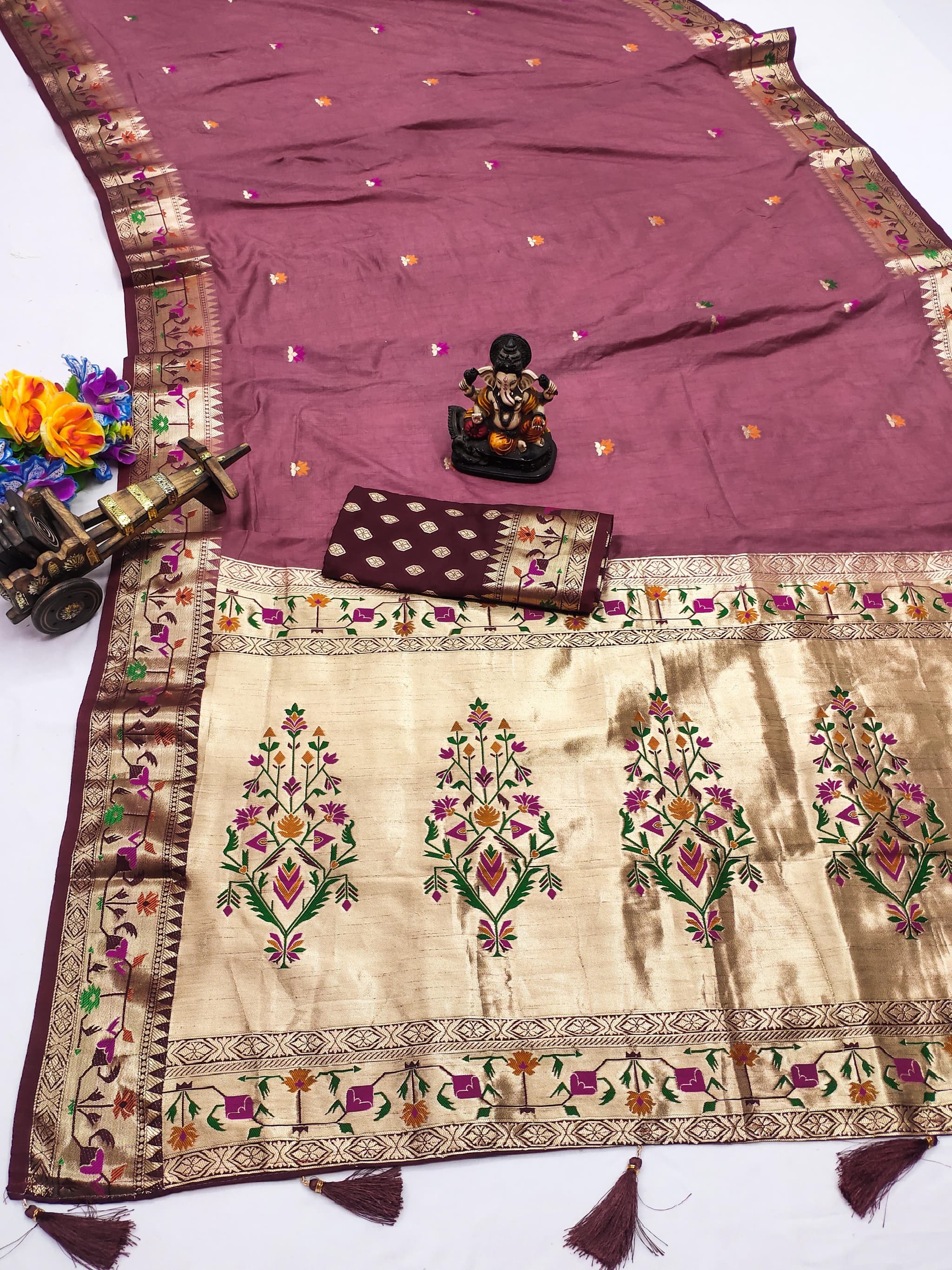 Maroon Paithani Soft Silk Saree