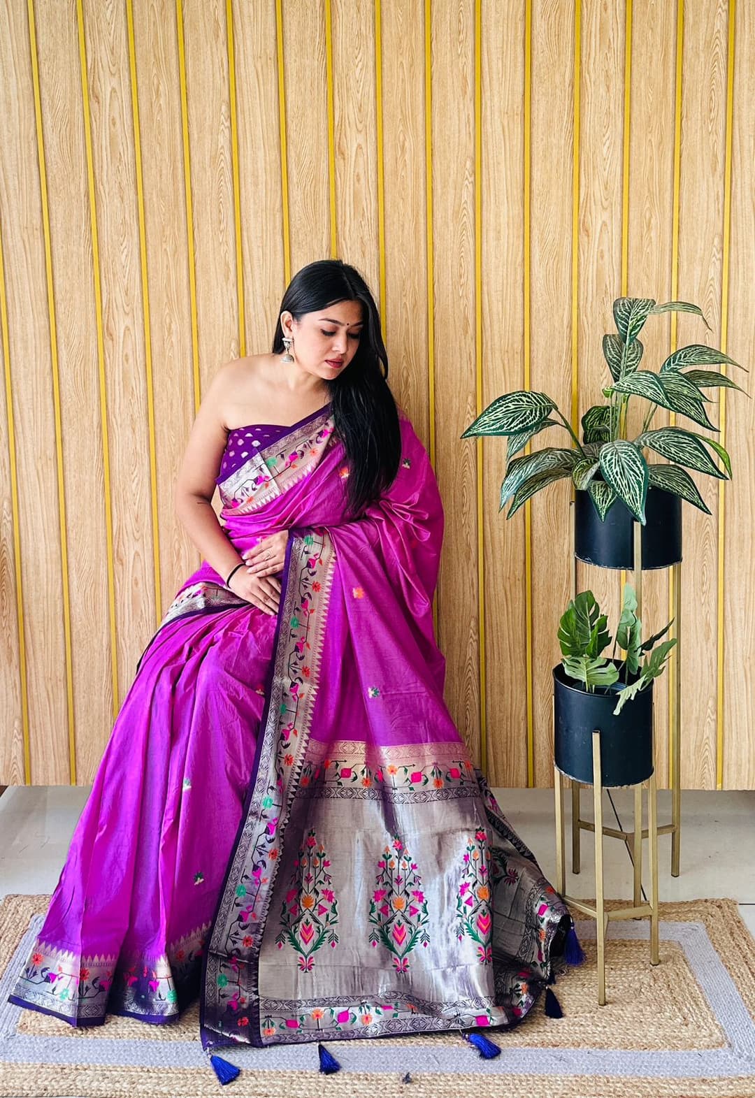 Purple Paithani Soft Silk Saree