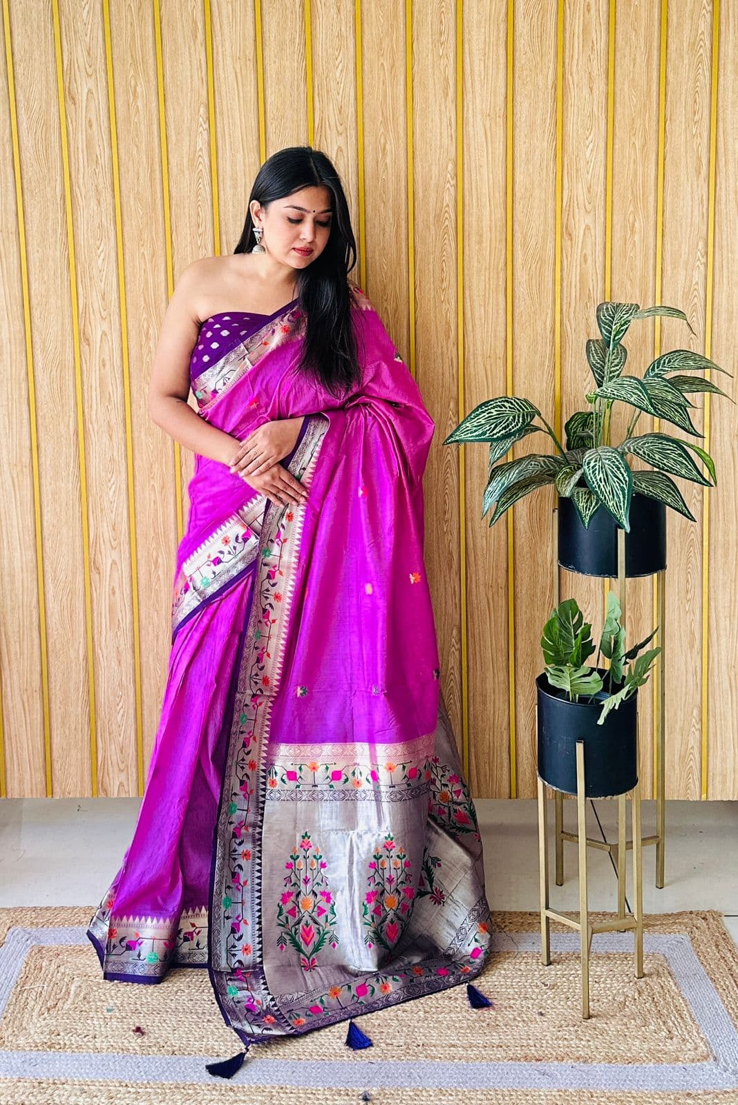 Purple Paithani Soft Silk Saree