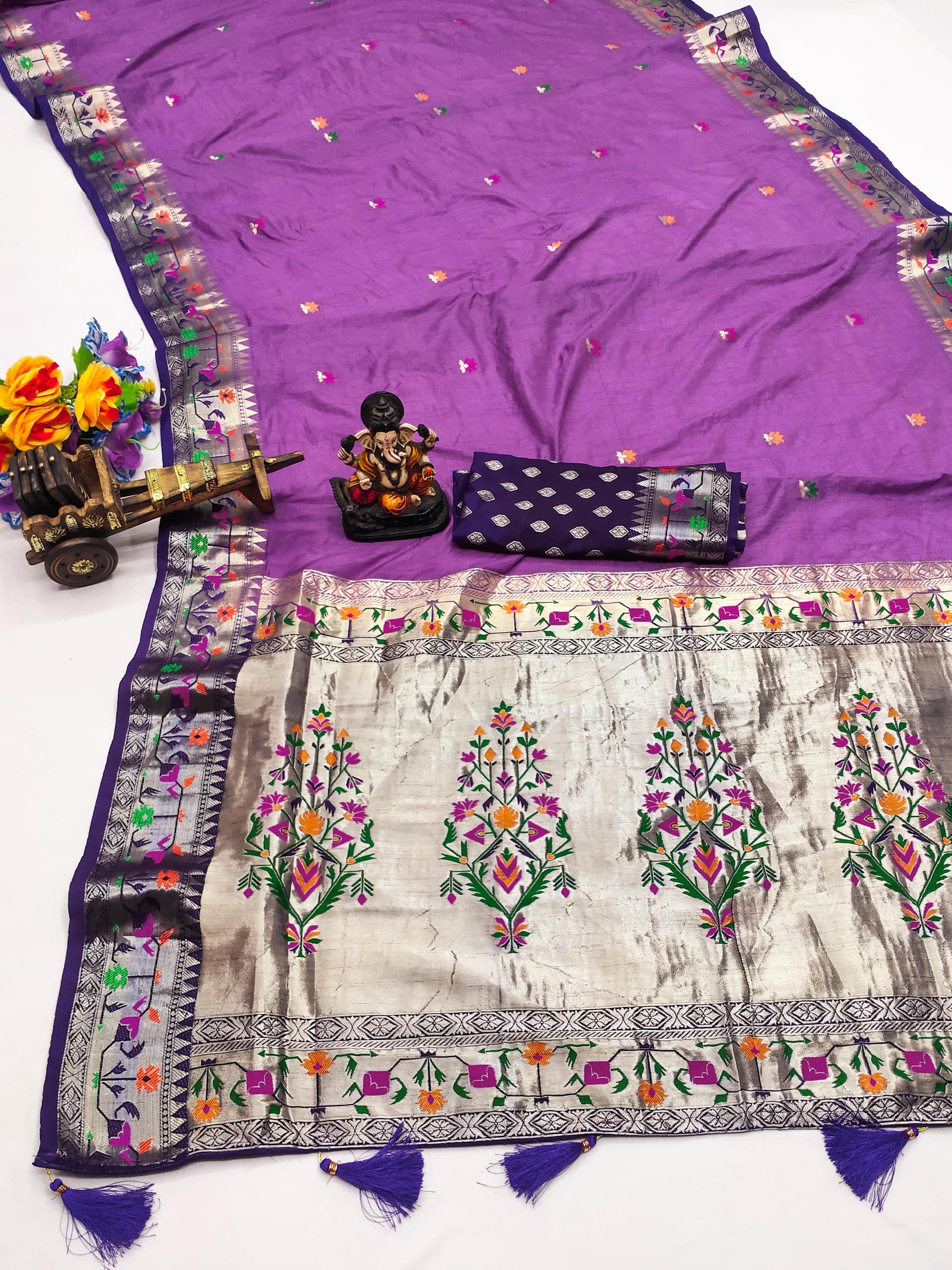 Purple Paithani Soft Silk Saree