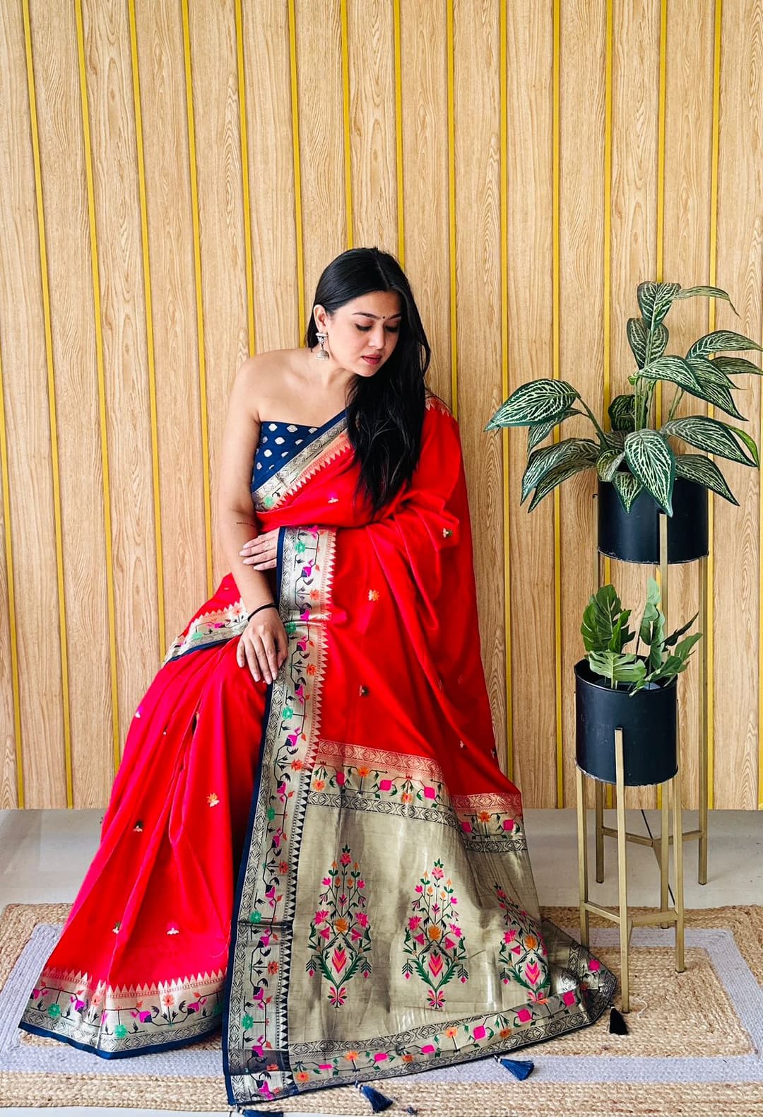 Red Paithani Soft Silk Saree