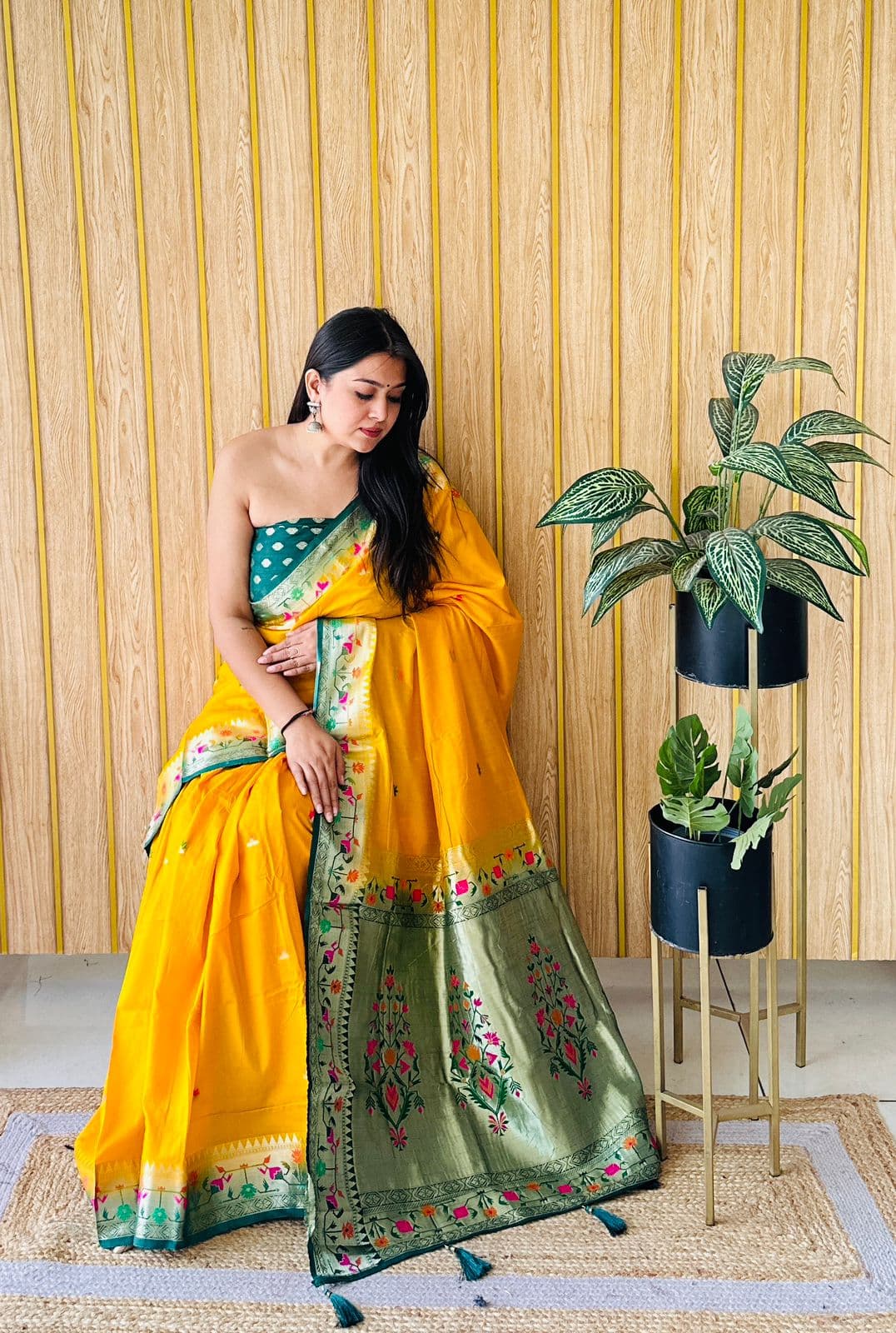 Yellow Paithani Soft Silk Saree