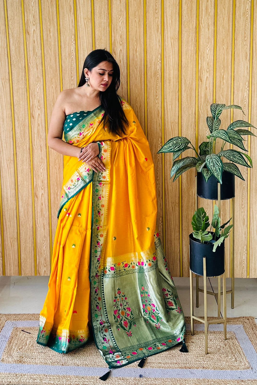 Yellow Paithani Soft Silk Saree