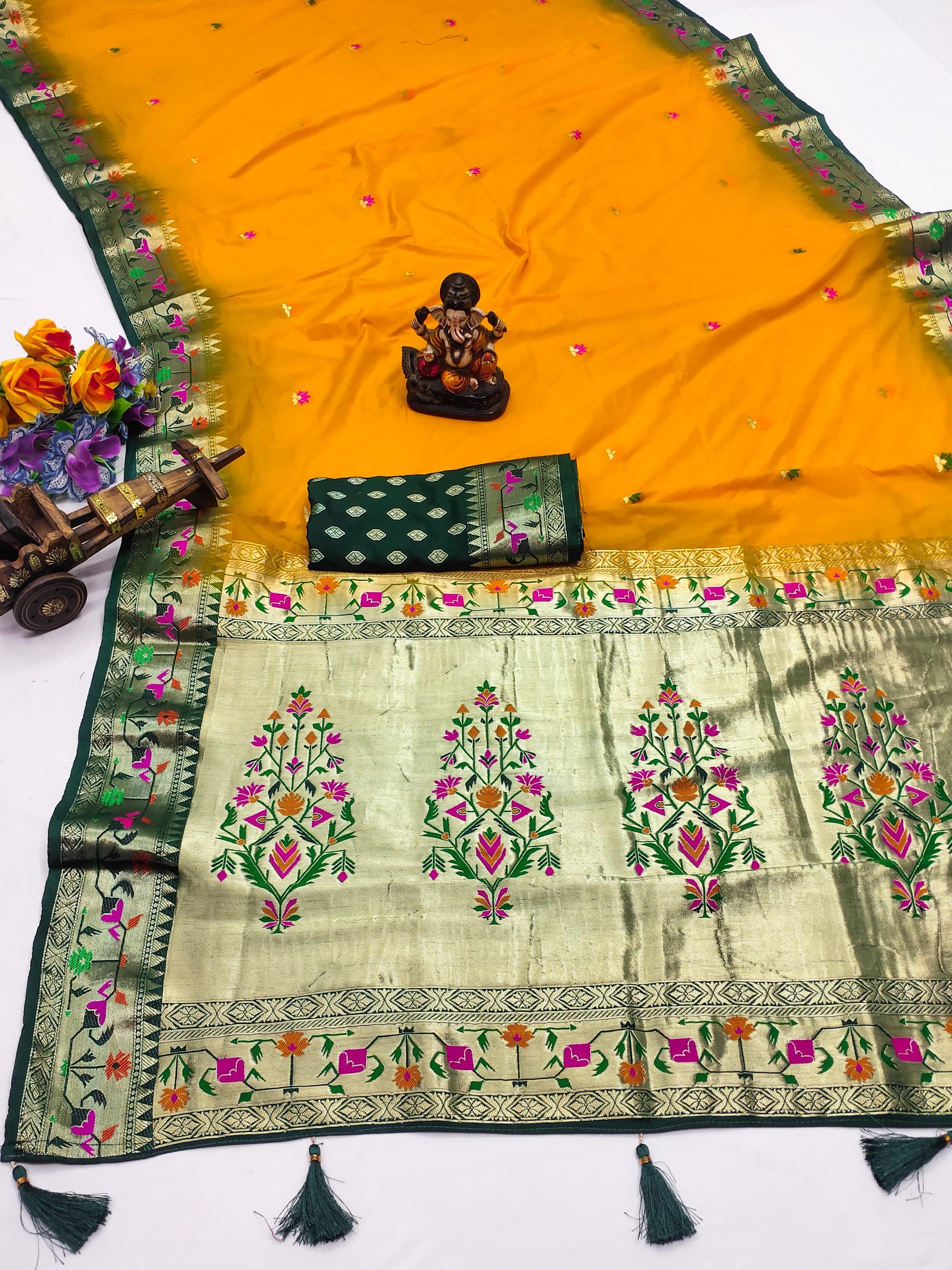 Yellow Paithani Soft Silk Saree