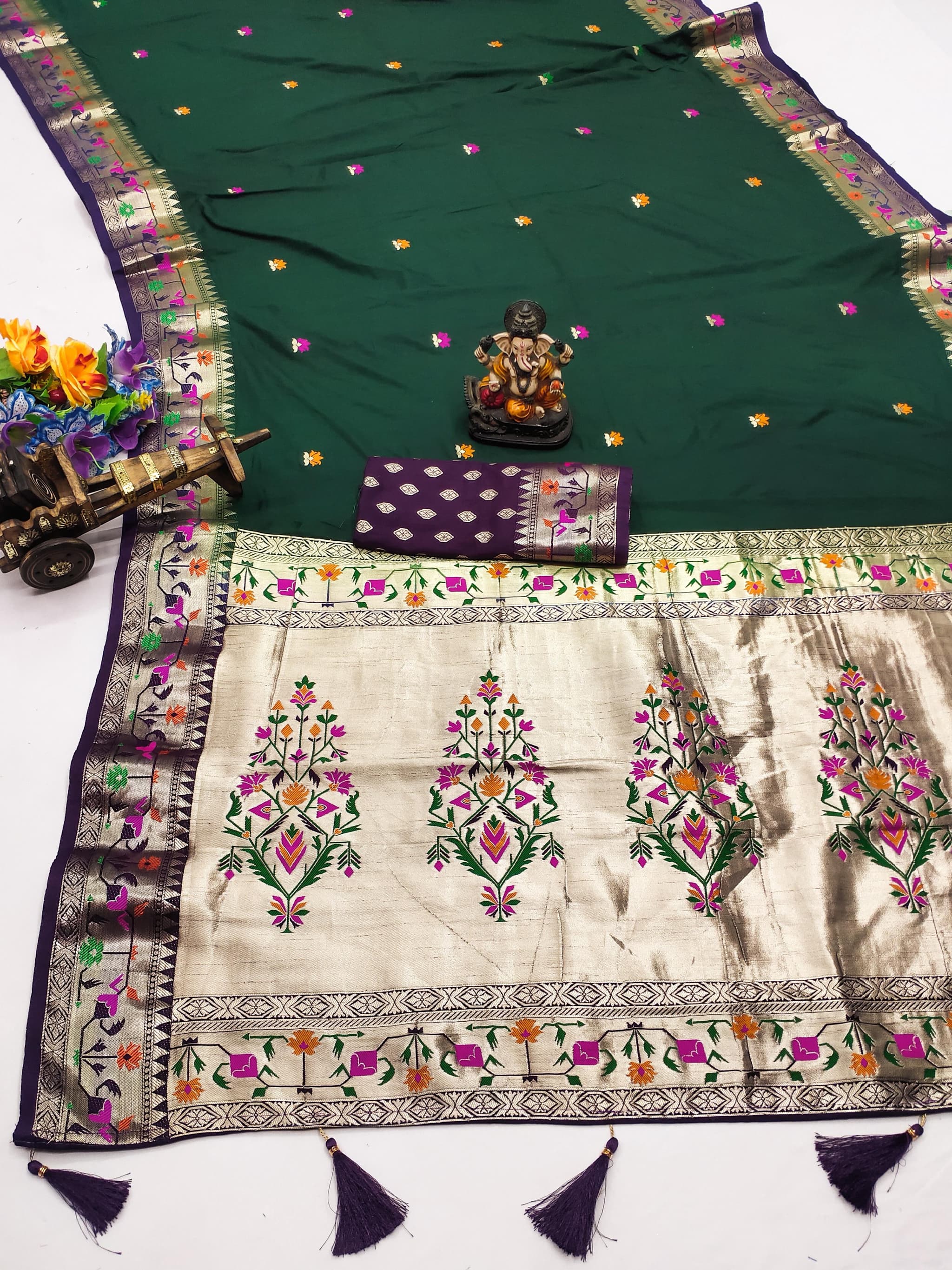 Green Paithani Soft Silk Saree